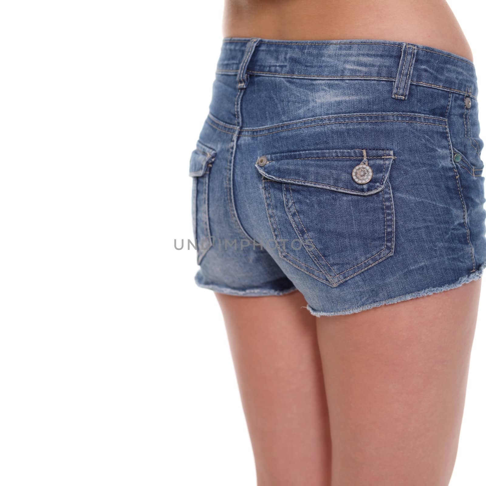 Fashionable women's blue denim shorts