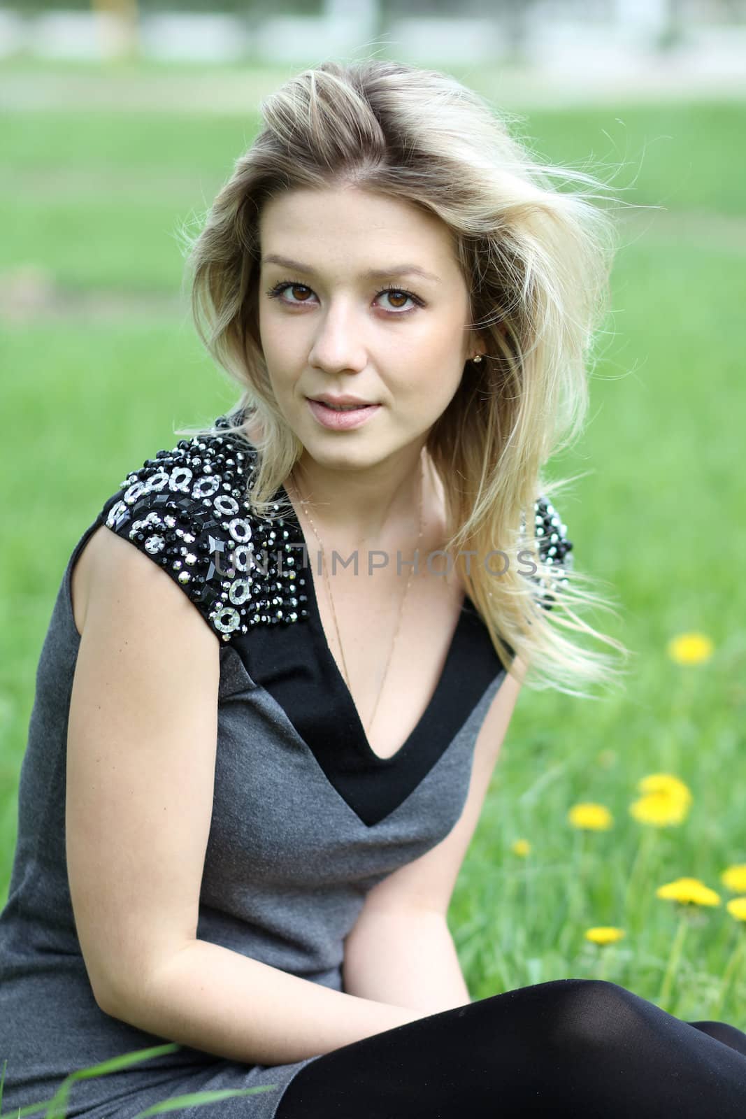 Beautiful young girl smiling. Outdoor portrait