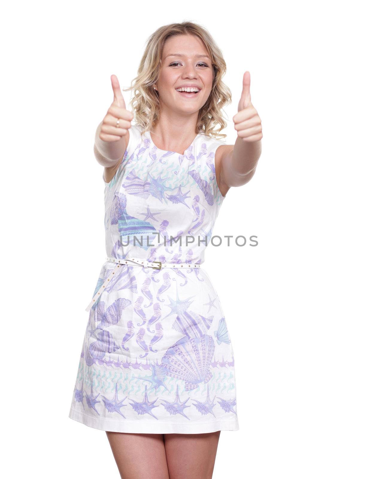 Happy young woman in sexy dress