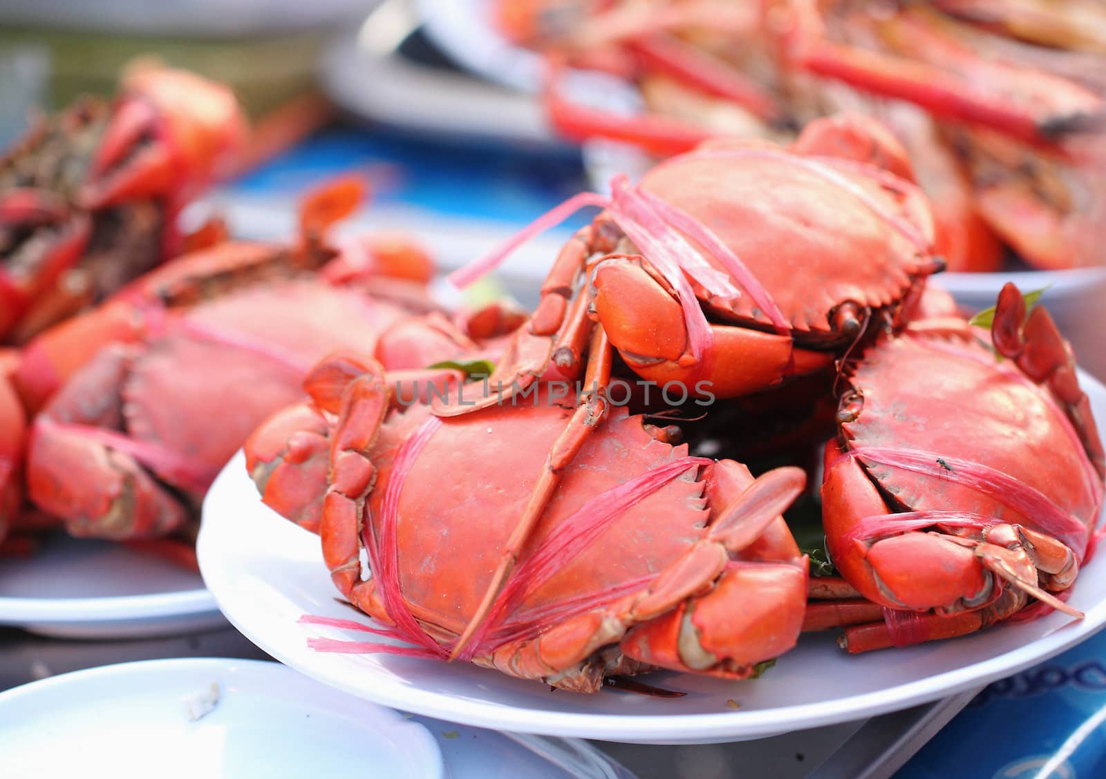 Many red crabs for sale on market by myrainjom01