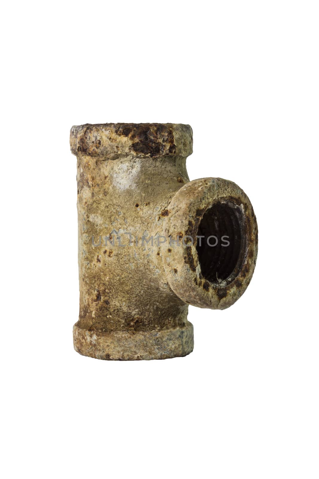 old drainpipe three way ,Isolated on white background