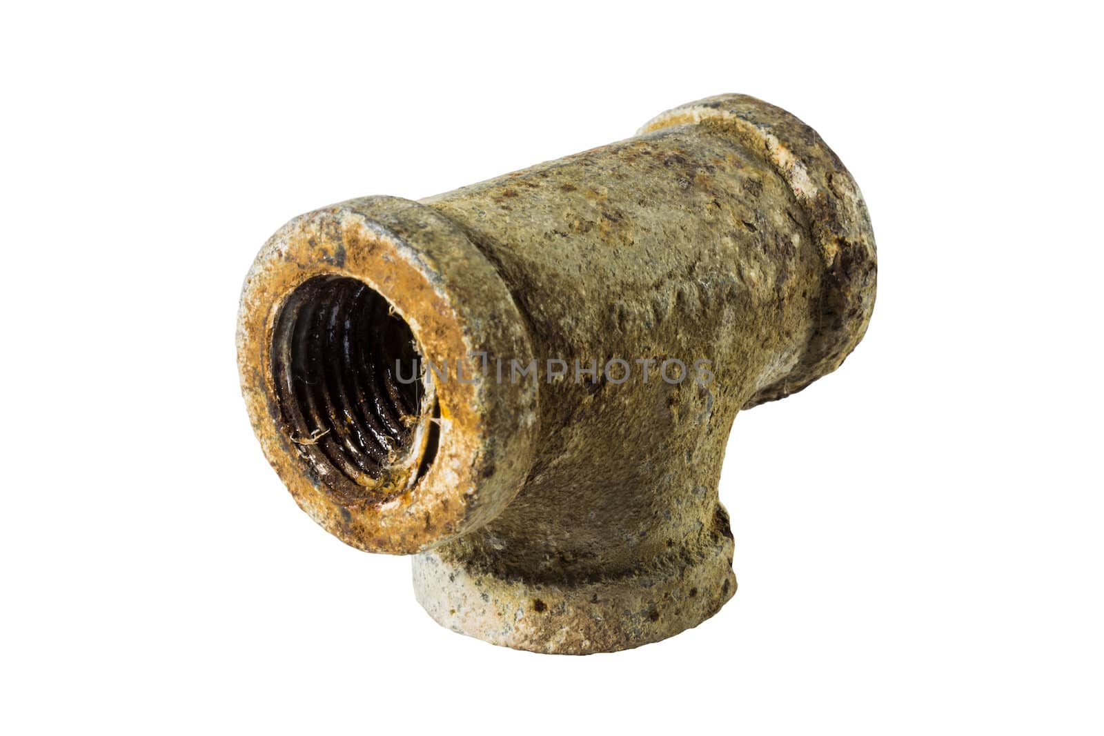 old drainpipe three way ,Isolated on white background