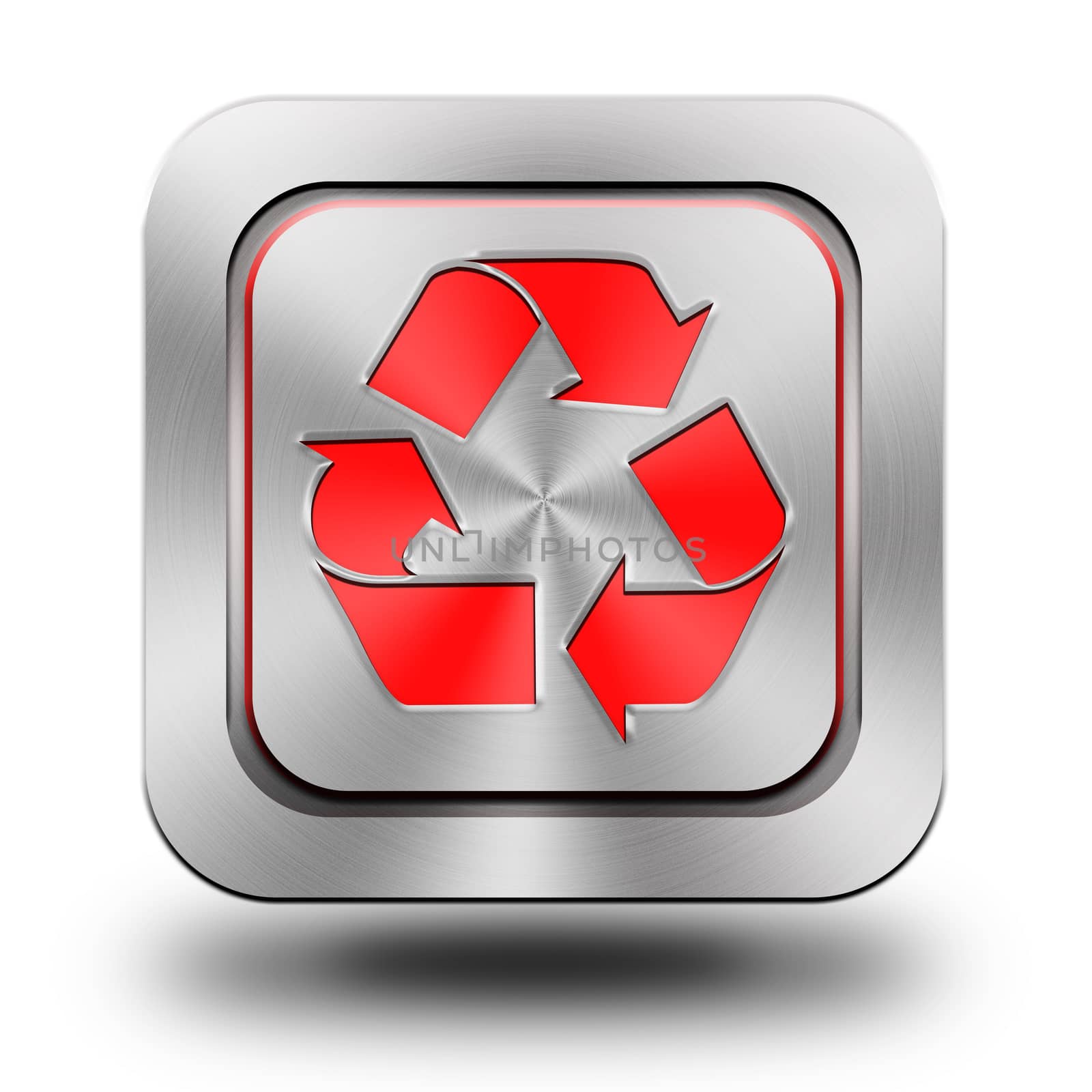 Recycle aluminum glossy icon, button, sign