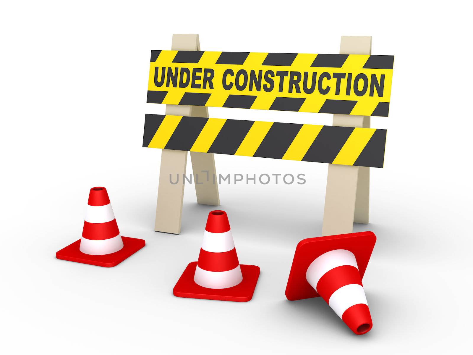 Under construction sign and cones by 6kor3dos