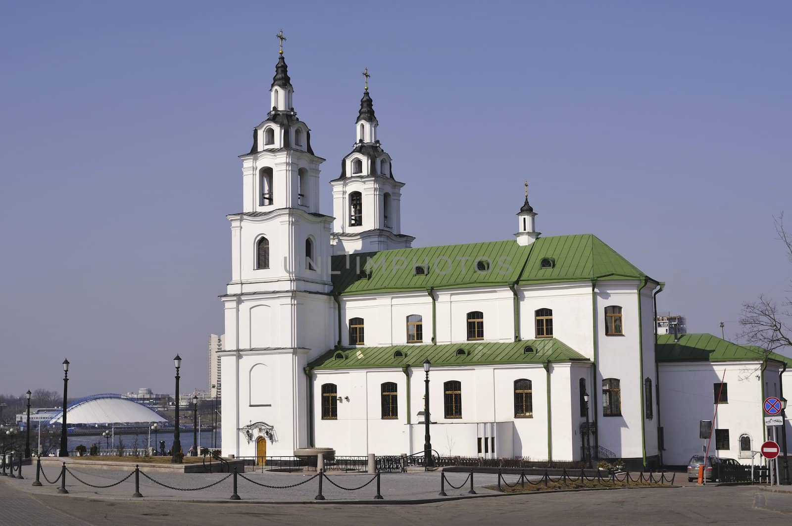 side-view of Saint Spirit cathedral in Minsk, Belarus