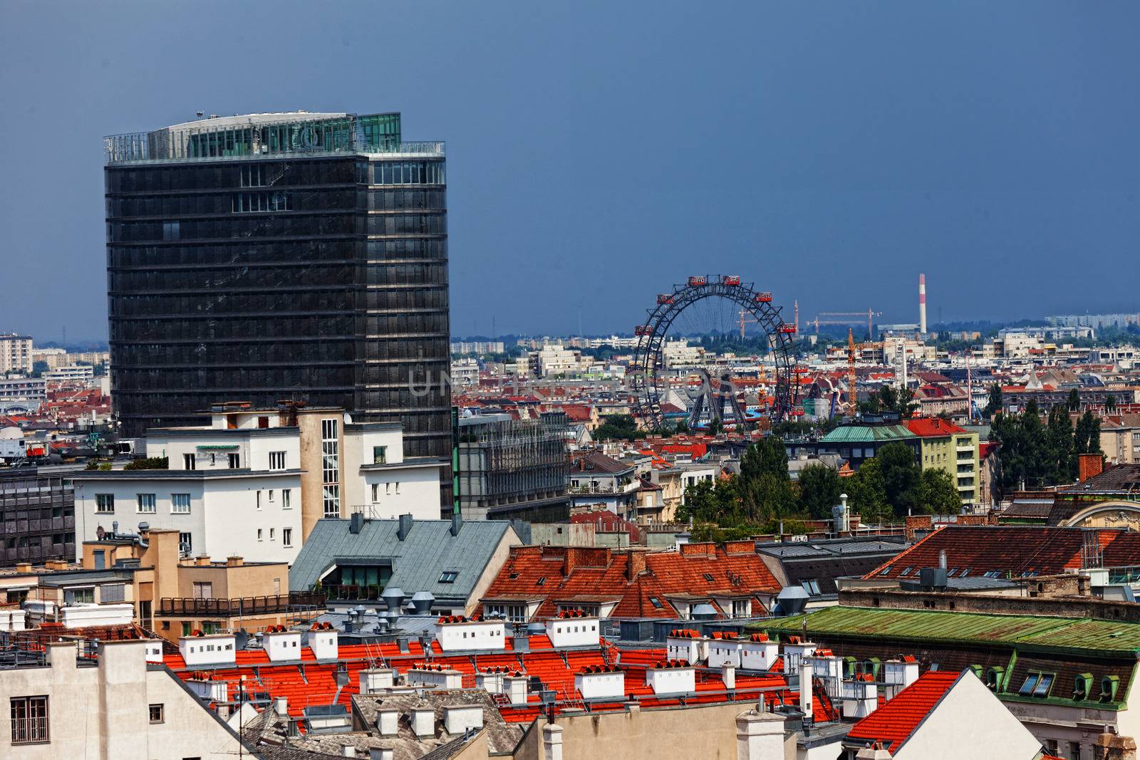 View of Vienna from St. Stephane's cathedral. Austria