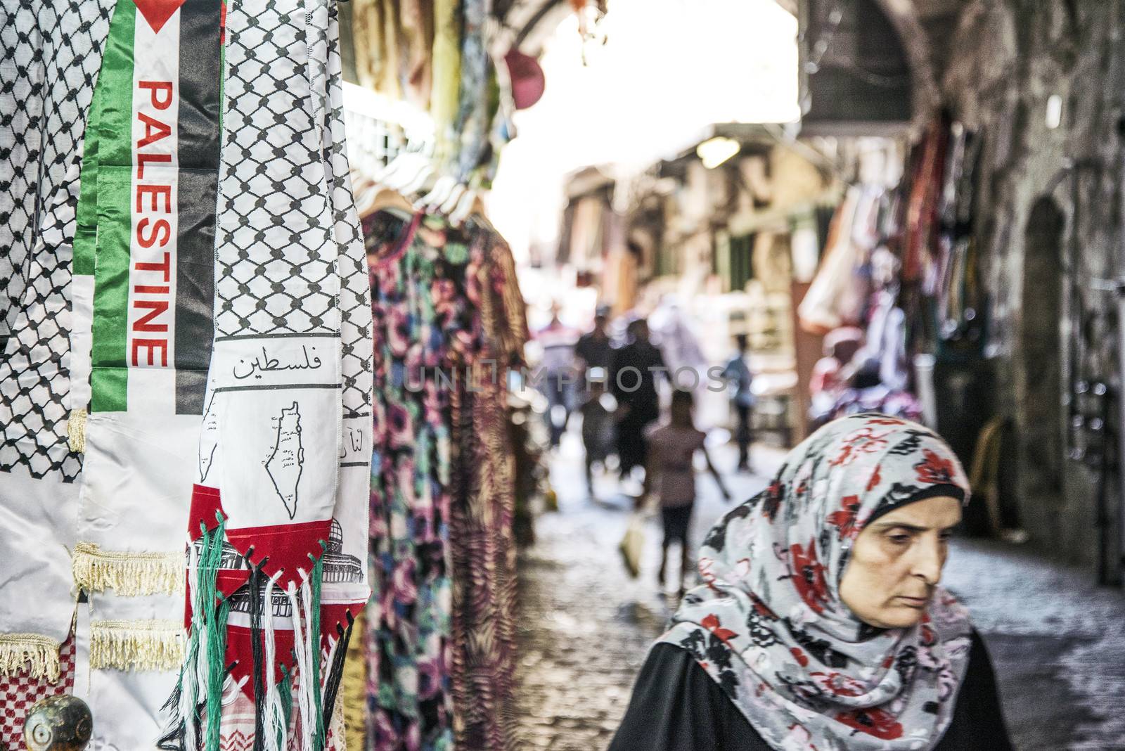 woman in palestinian area of jerusalem old town in israel