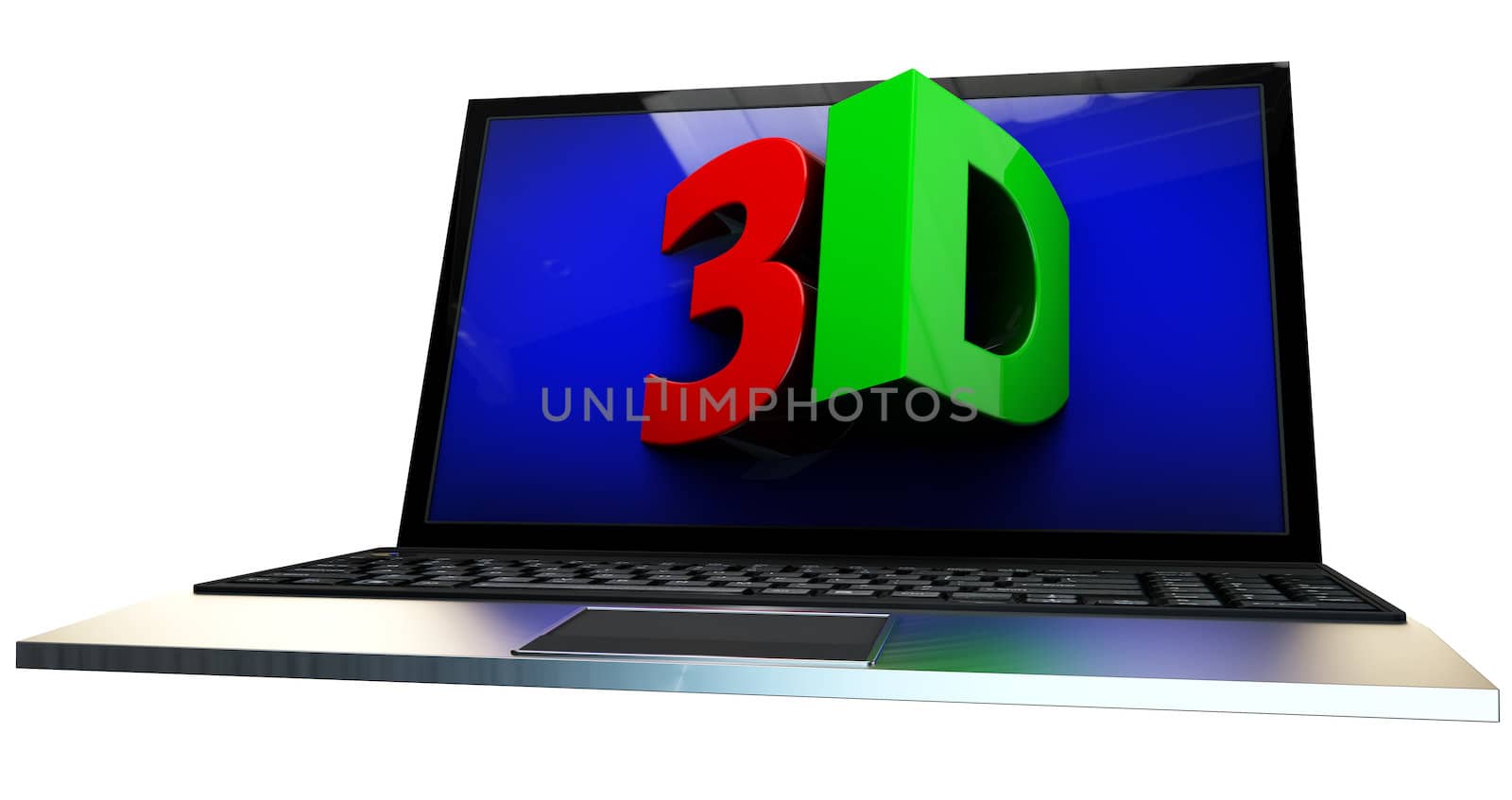 laptop screen concept 3d isolated on white with clipping path