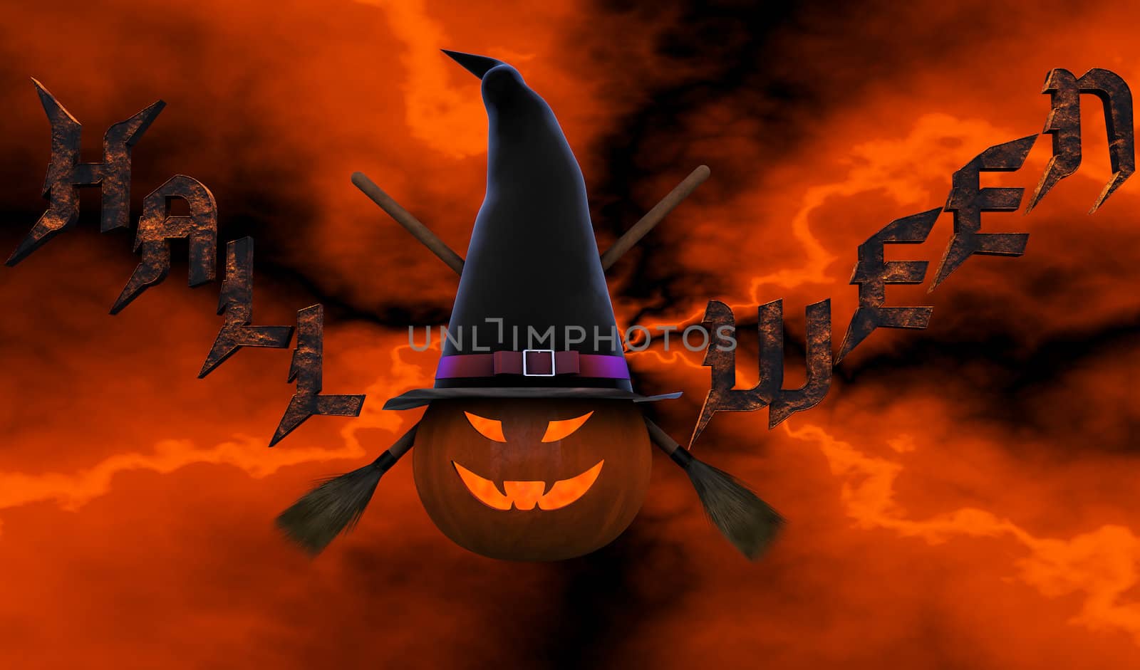 halloween objects made ​​in 3d over abstract background