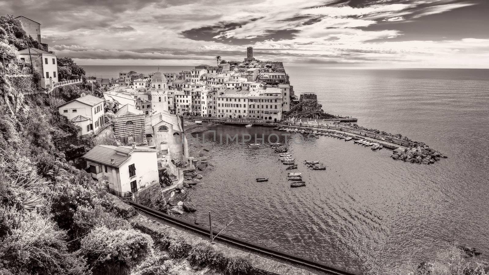 Panoramic vintage view of Vernazza, Cinque Terre by martinm303