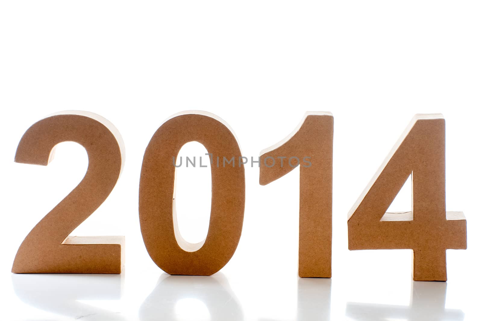 The year 2014 on a white background