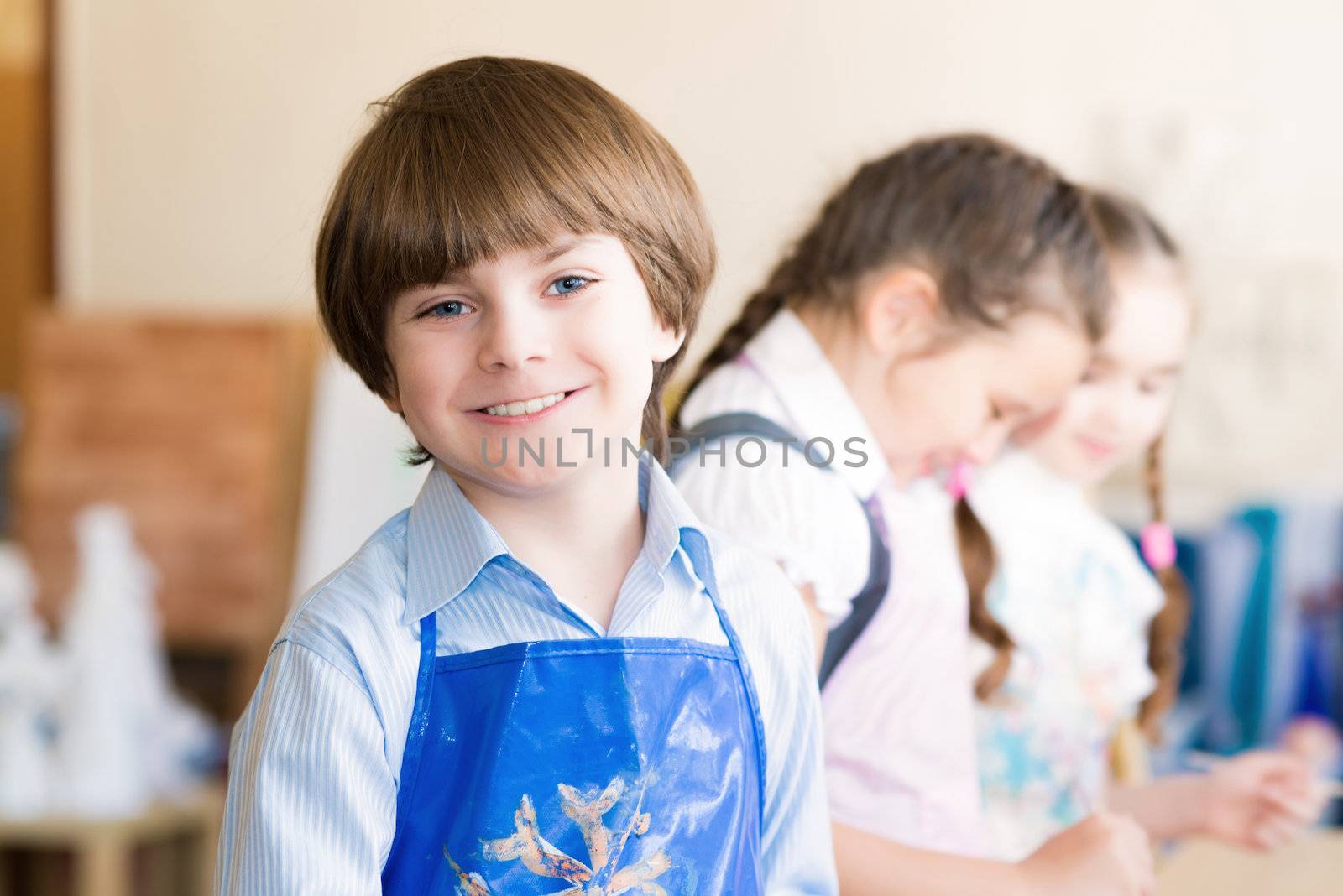 Portrait of a boy, the children learn in art school