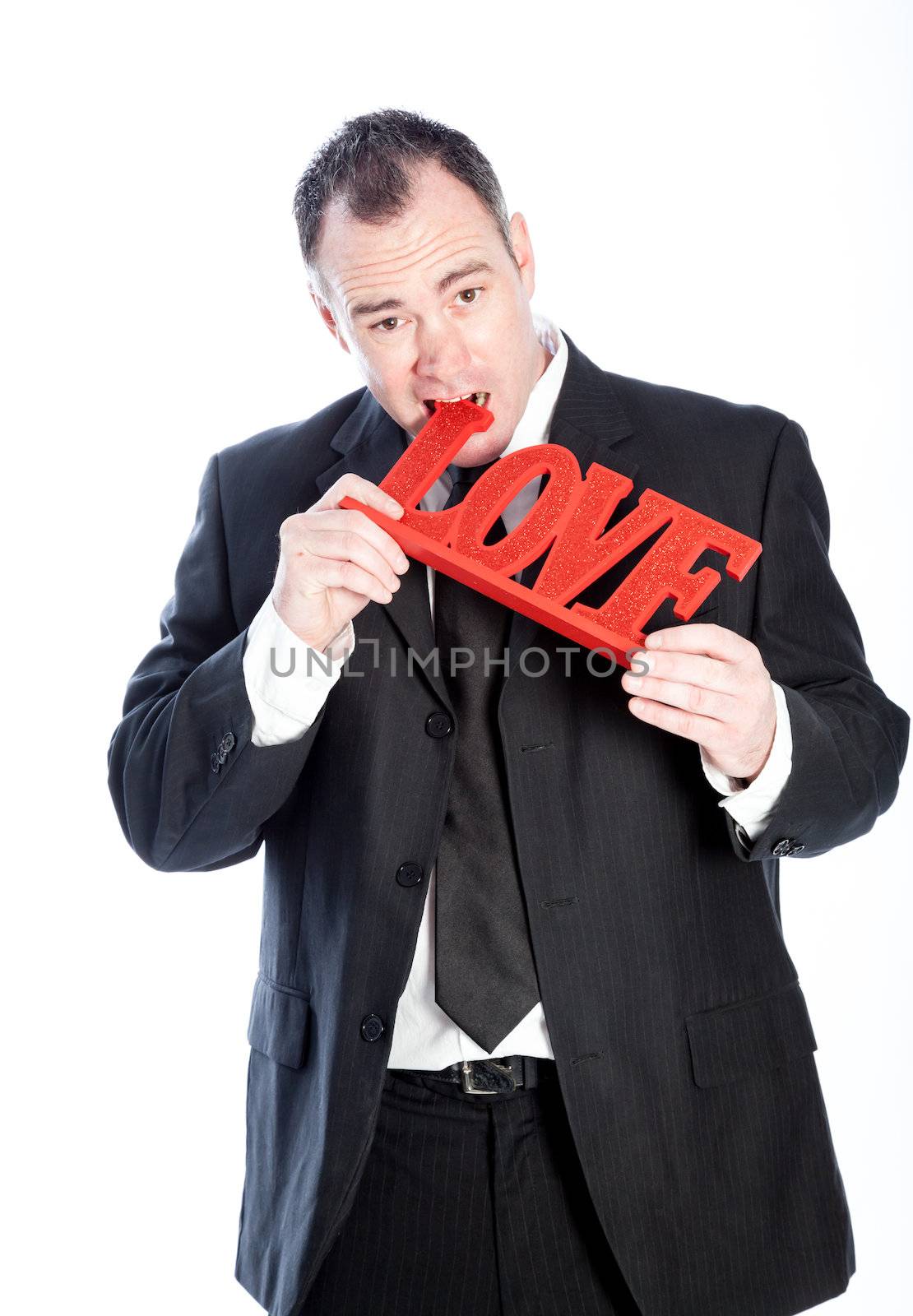 Romantic people in love shot in studio isolated on a white background