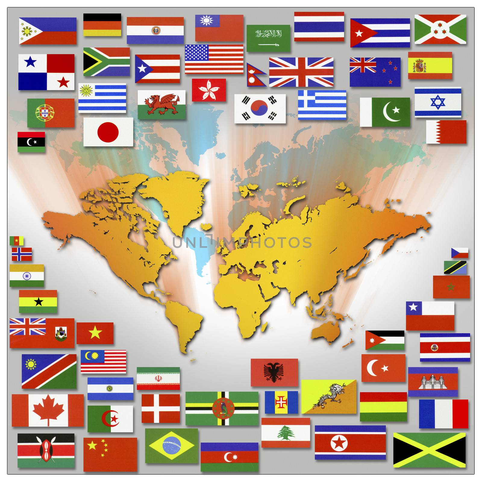 Flags and Map of the World