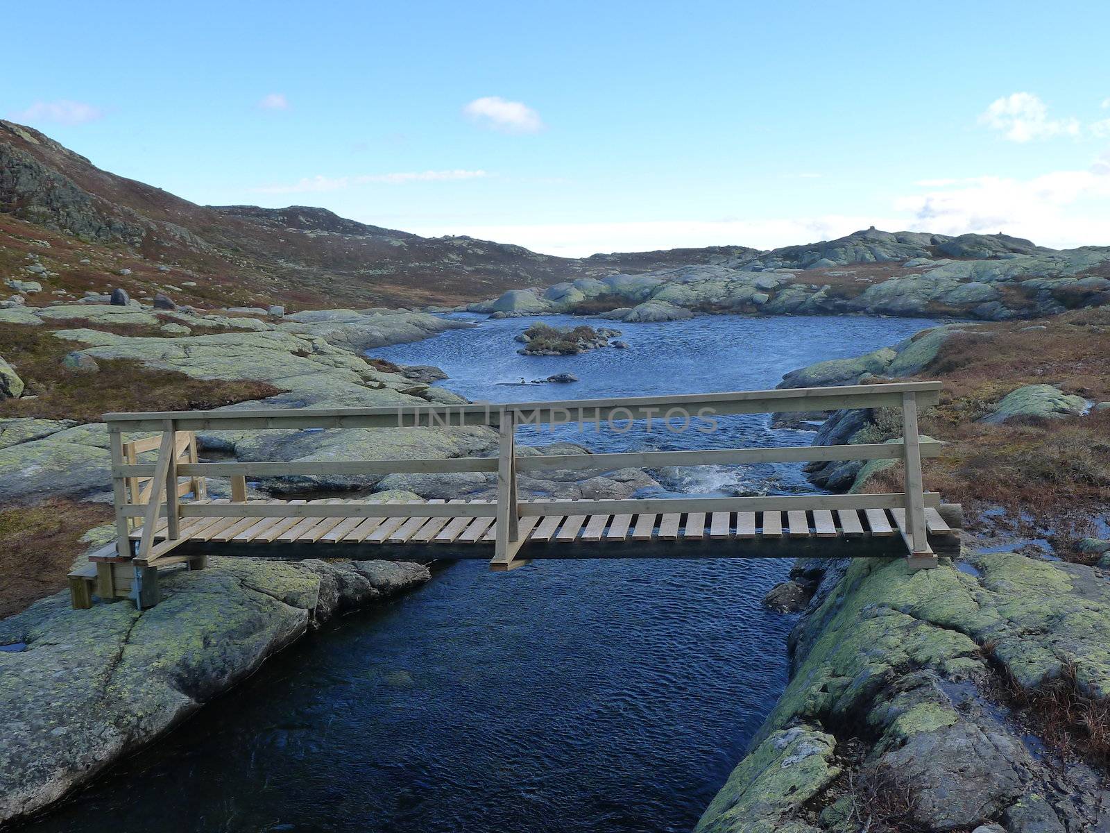 Scandinavian Lifestyle - Bridge in mountain Landscape by Bildehagen