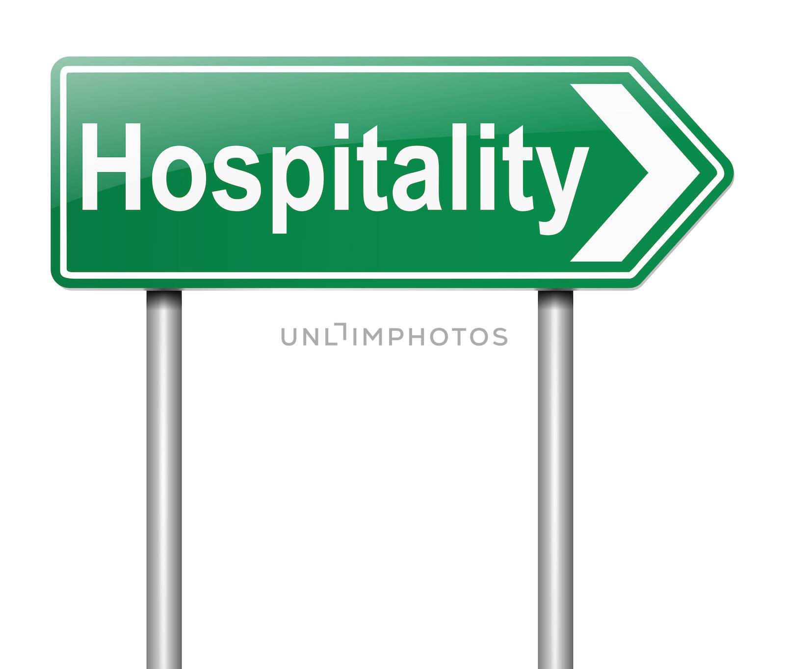 Illustration depicting a sign with a Hospitality concept.