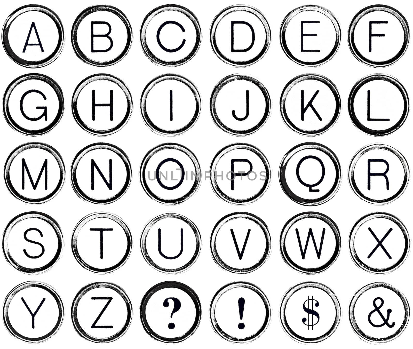 Grunge Alphabet from Vintage Typewriter Keys by Em3