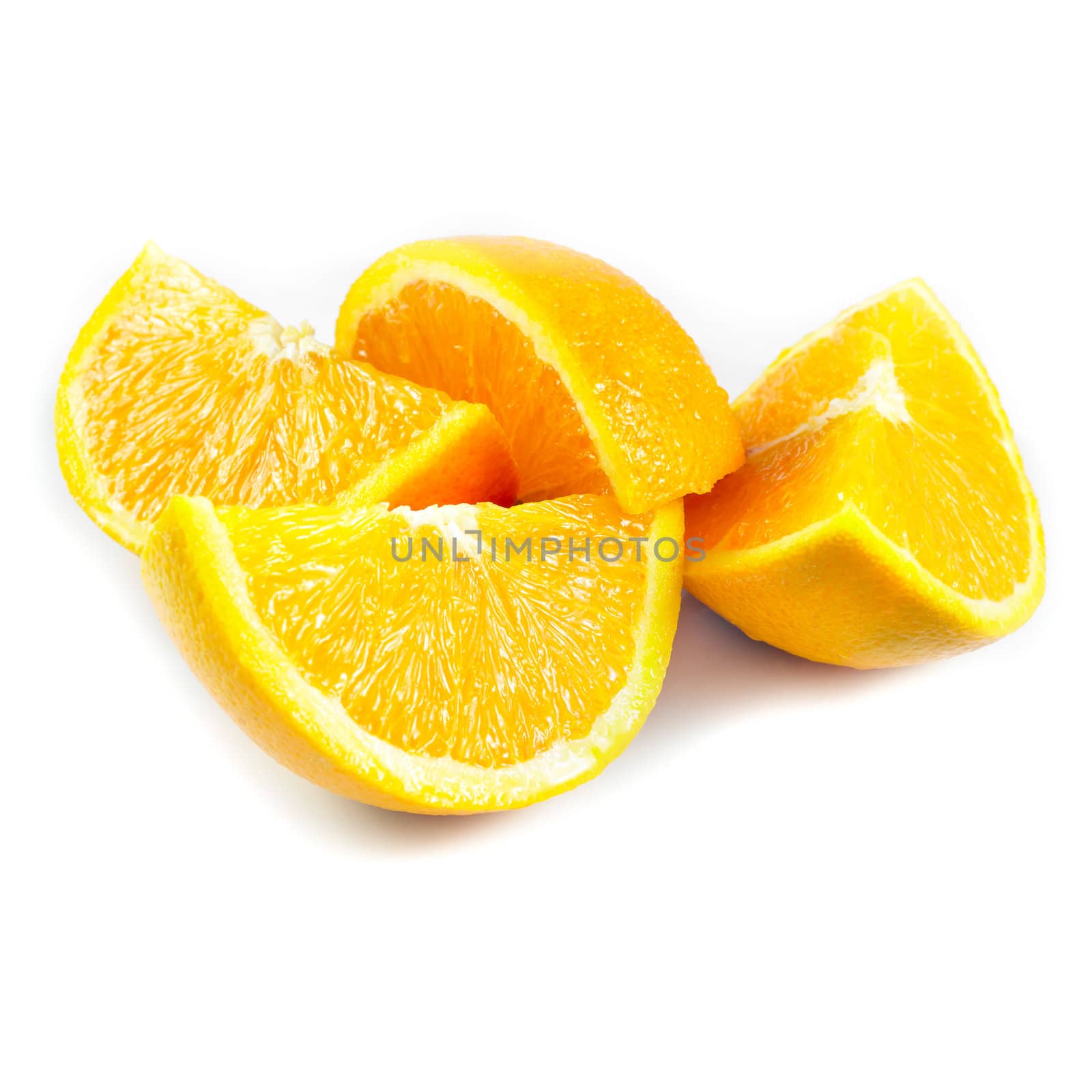 quarter of orange isolated on a white background