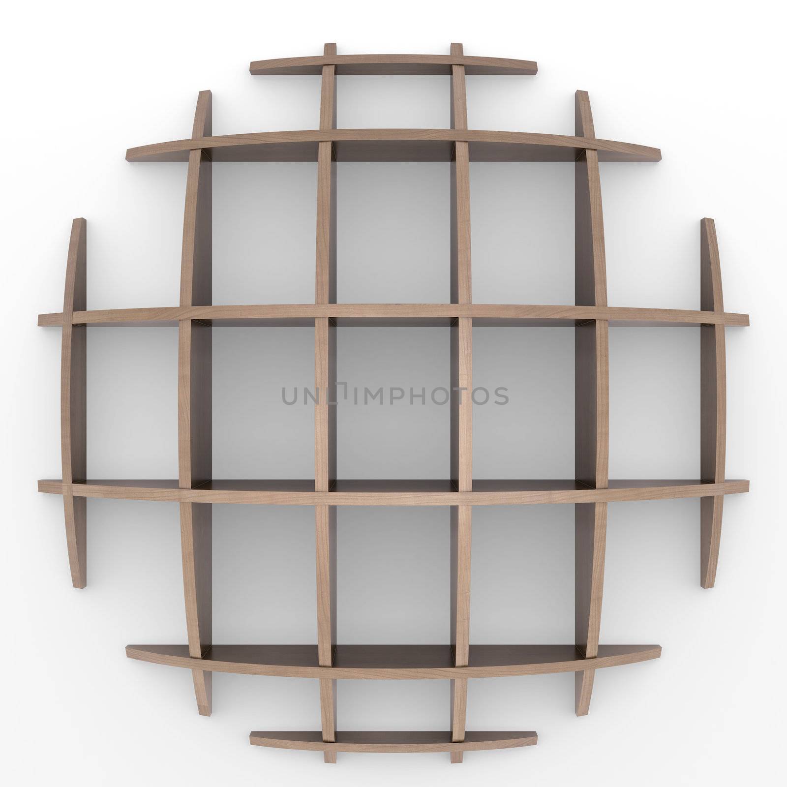 Shelves in the shape of a circle. 3d rendering on white background