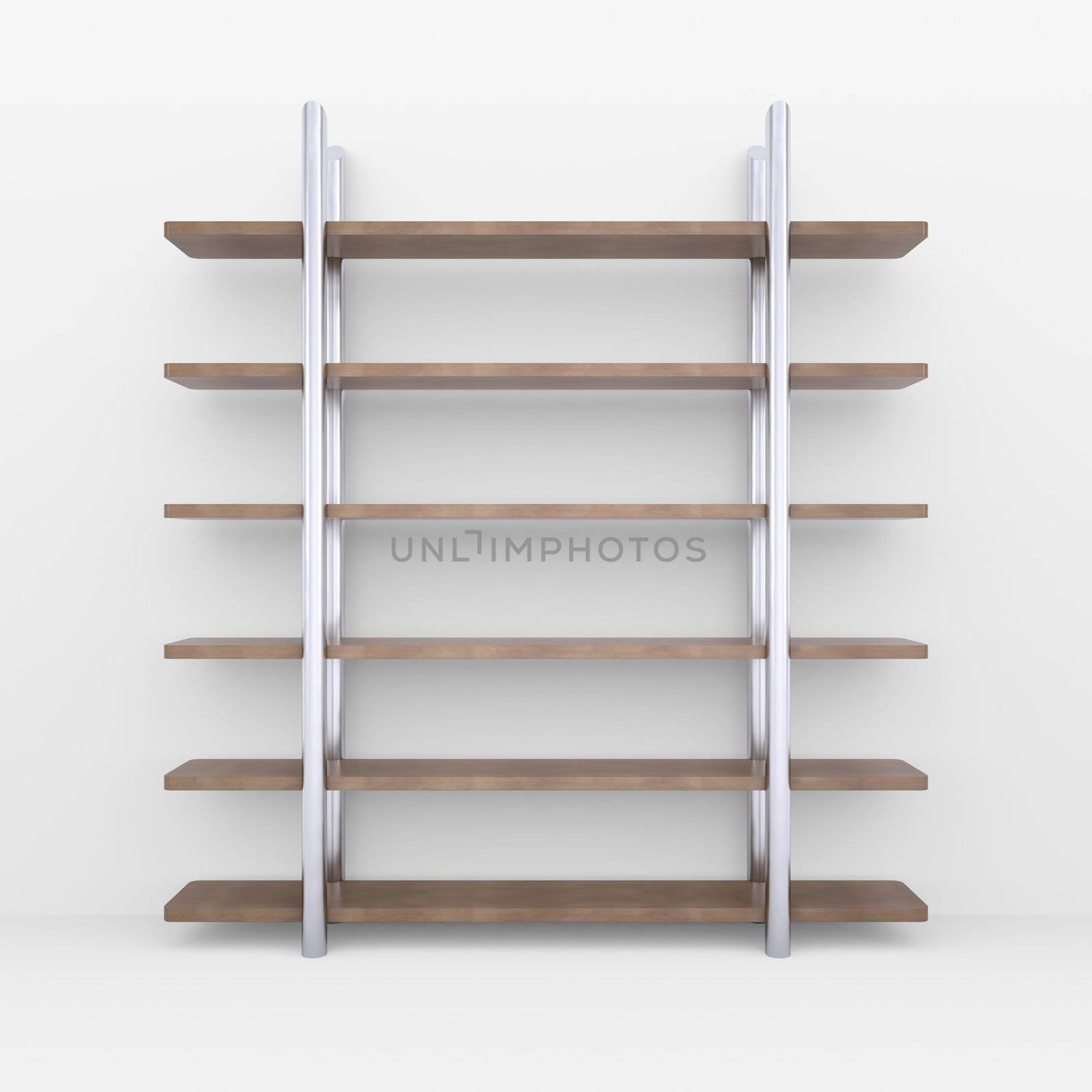 Wooden shelves with metal stands by cherezoff