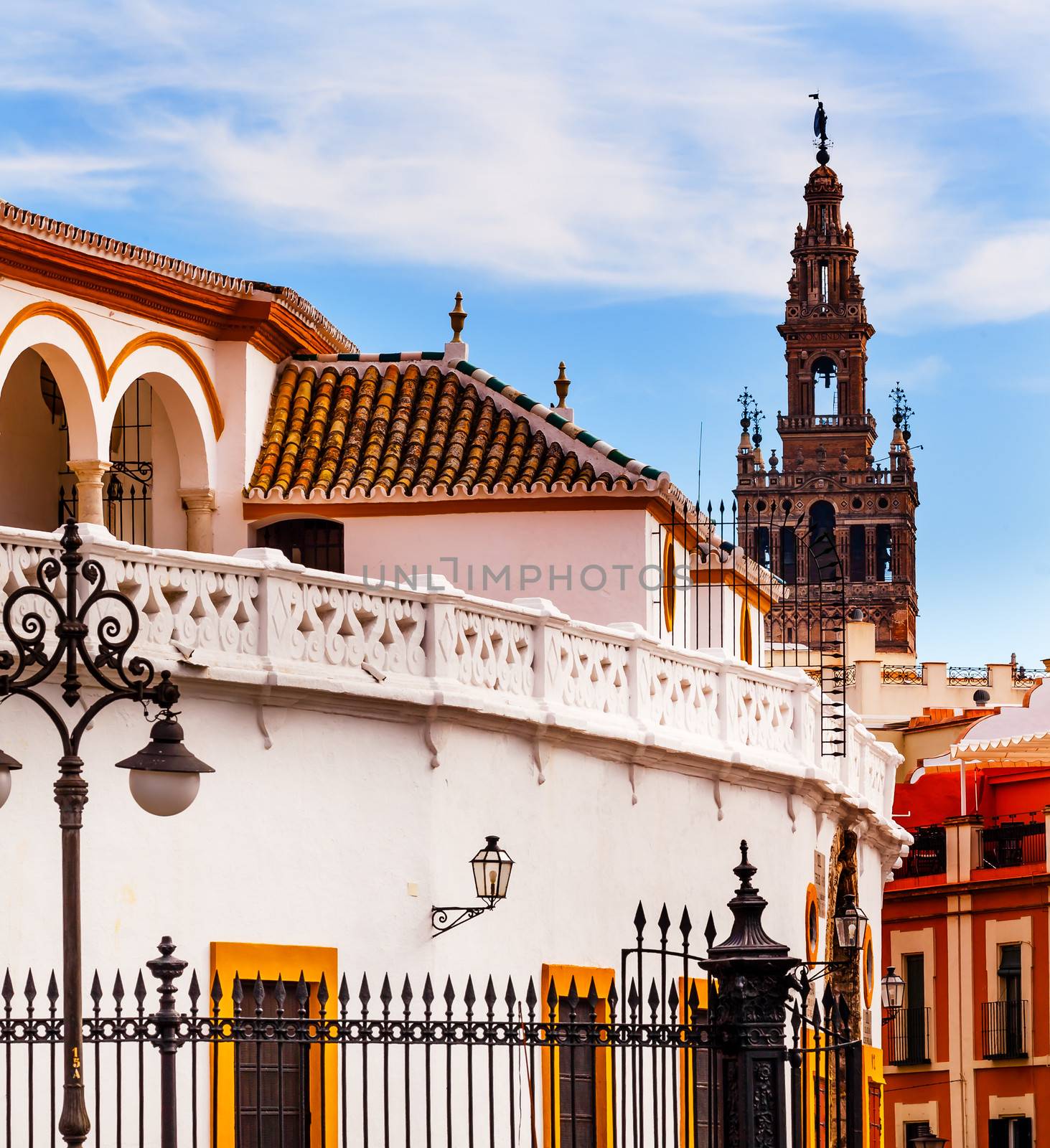 Bull Ring Stadium Cityscape Giralda Tower Seville by bill_perry