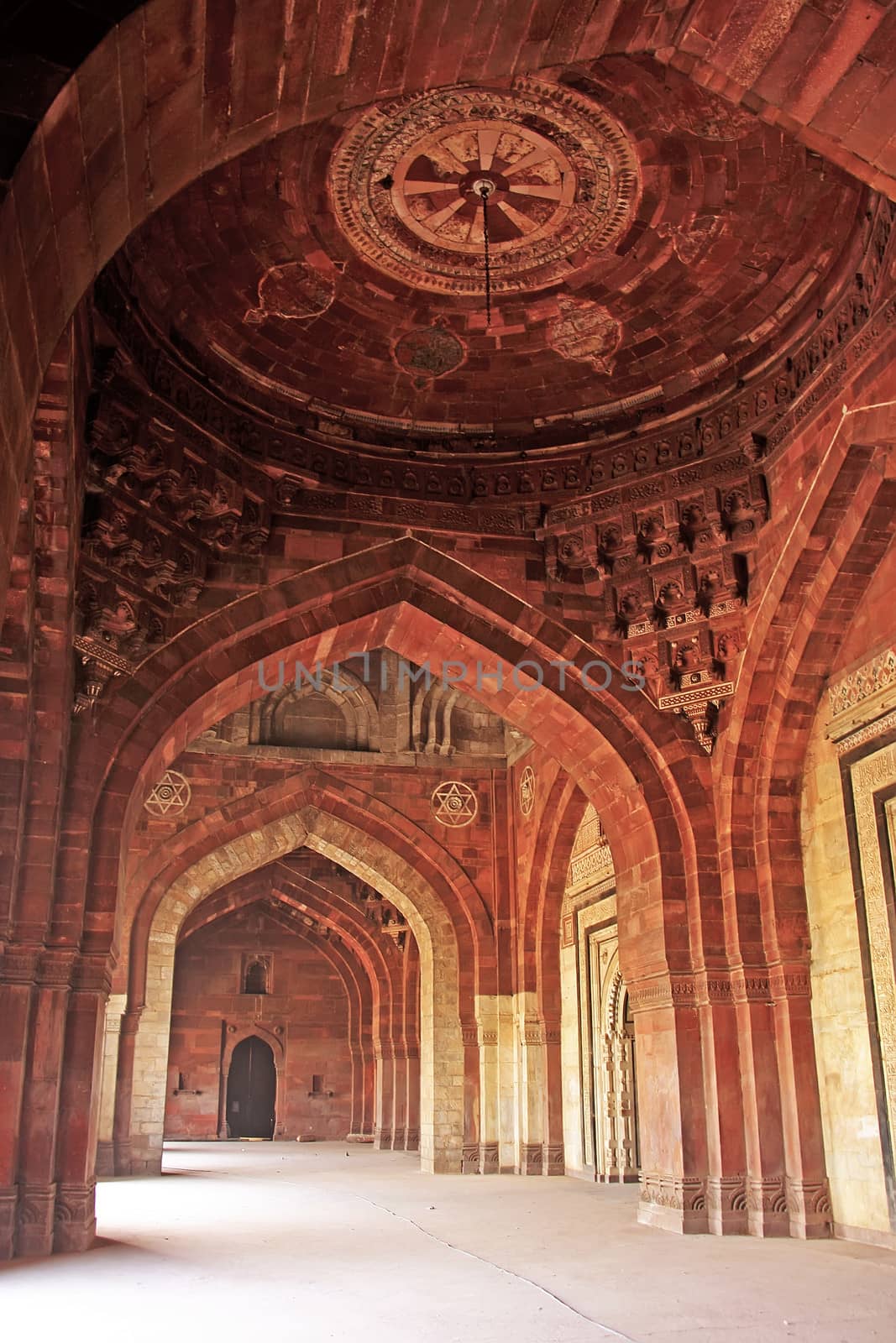 Interior of Qila-i-kuna Mosque, Purana Qila, New Delhi, India