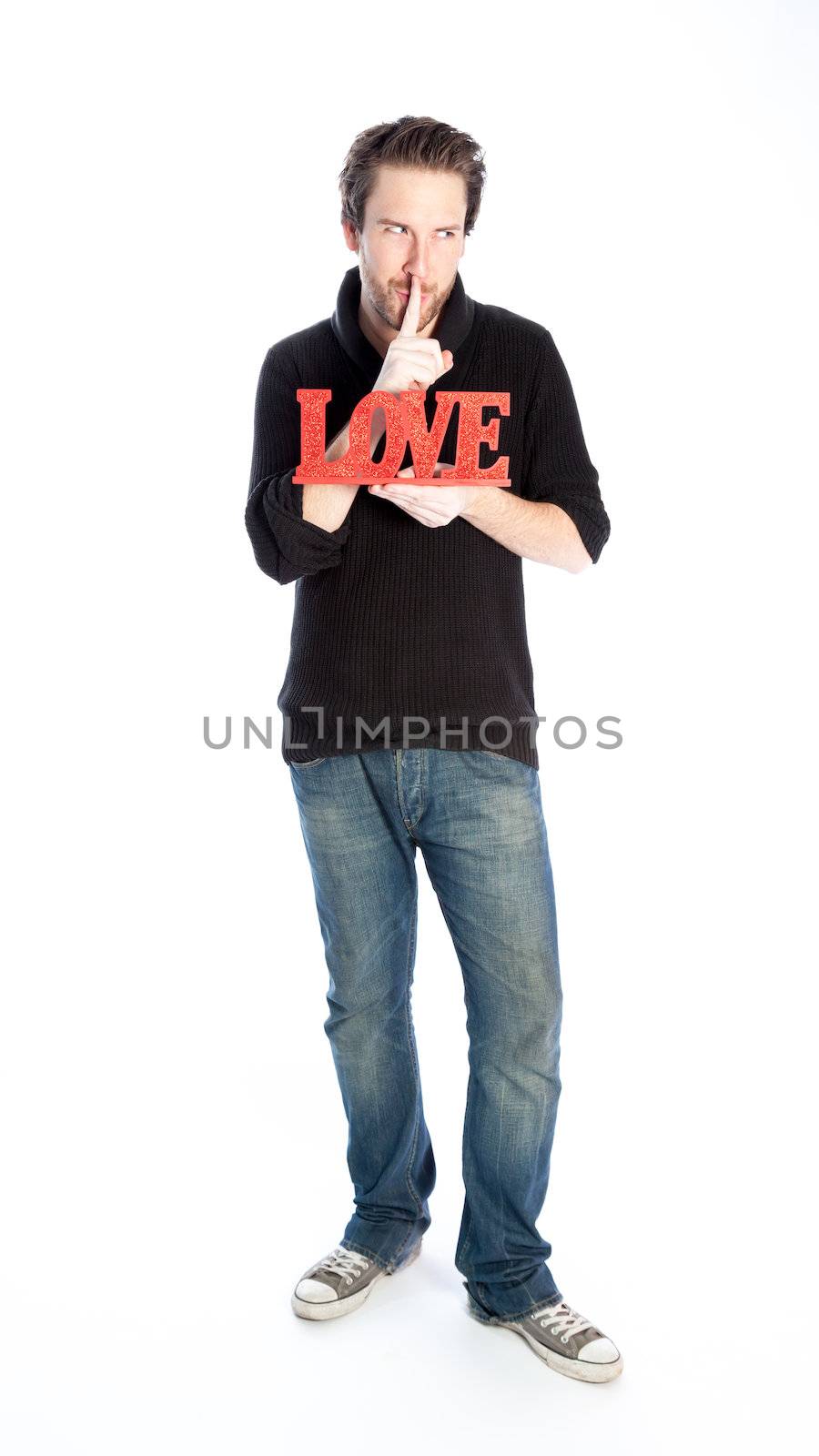 Romantic people in love shot in studio isolated on a white background