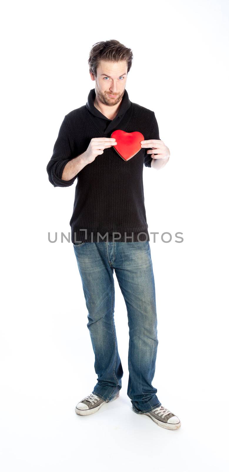 Romantic people in love shot in studio isolated on a white background