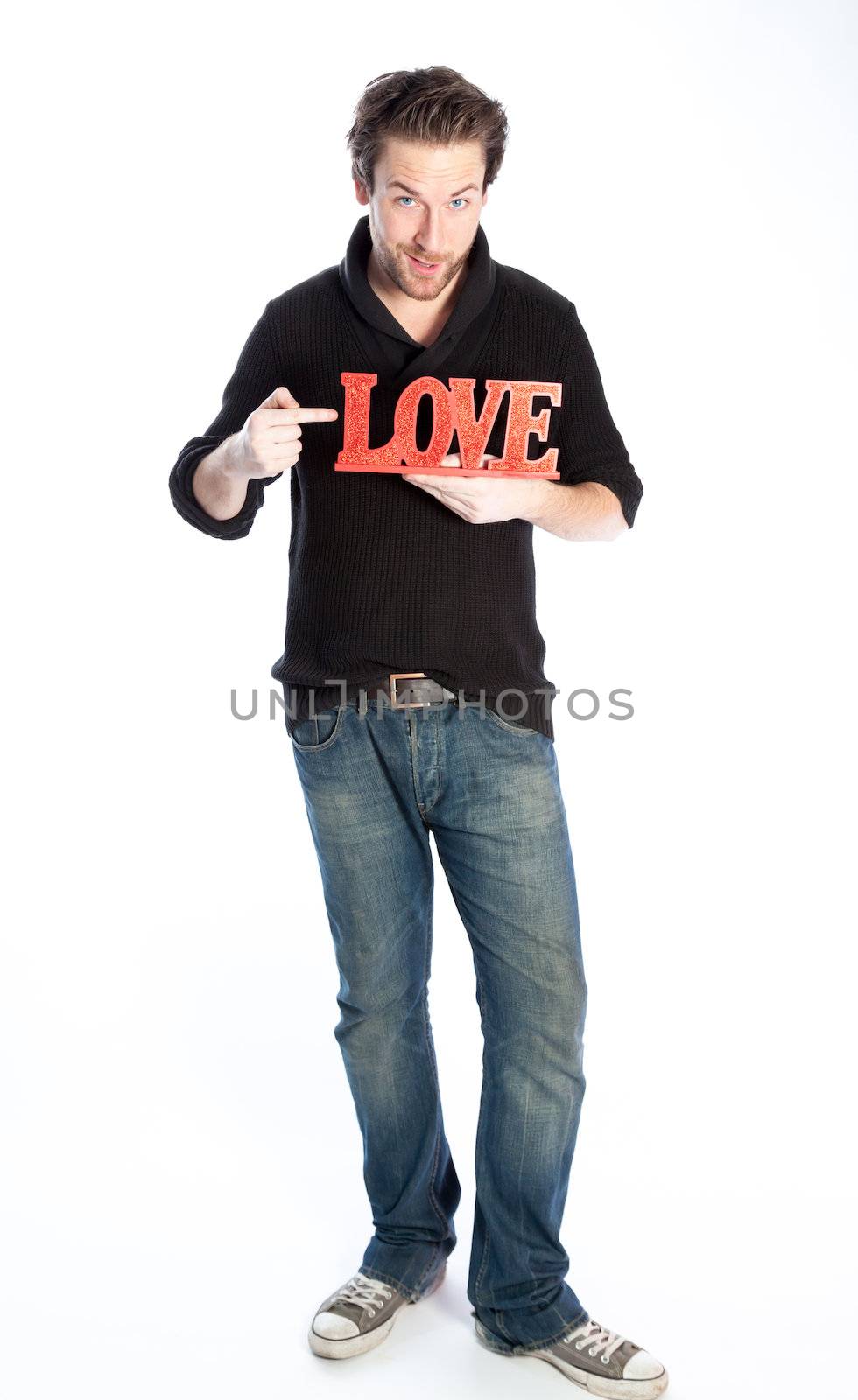 Romantic people in love shot in studio isolated on a white background