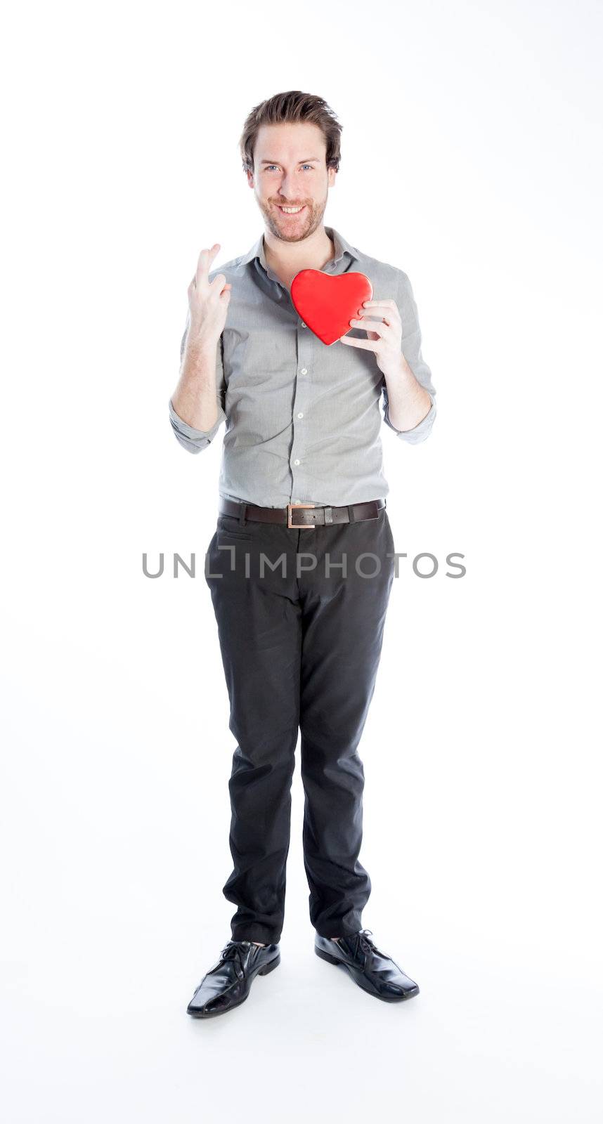 Romantic people in love shot in studio isolated on a white background