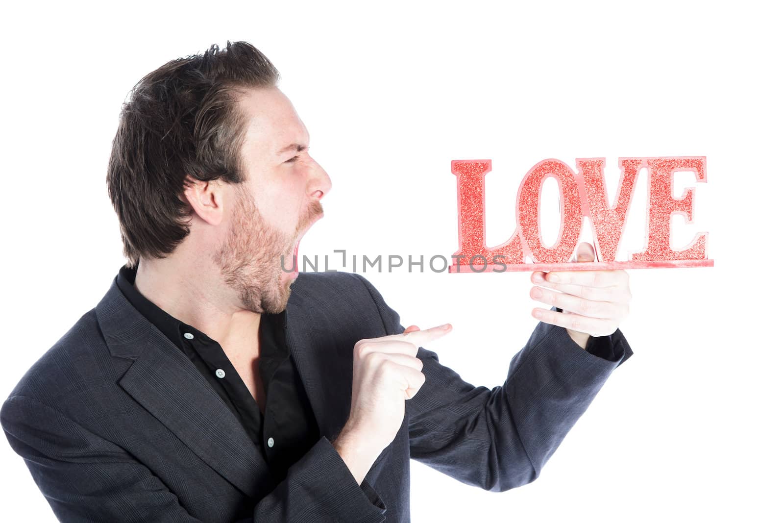 Attractive 30 years old caucasion man shot in studio isolated on a white background