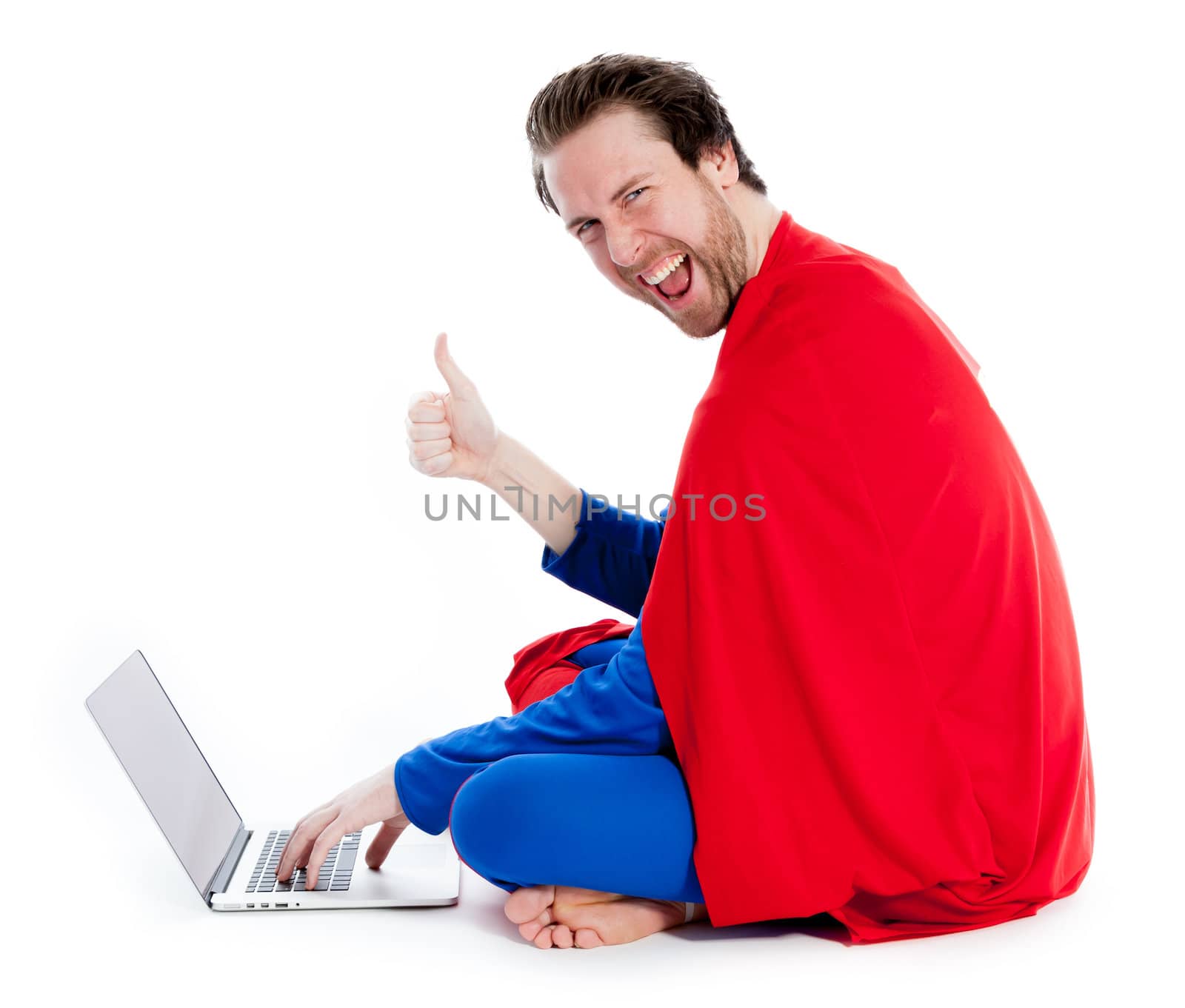 Attractive 30 years old caucasion man shot in studio isolated on a white background