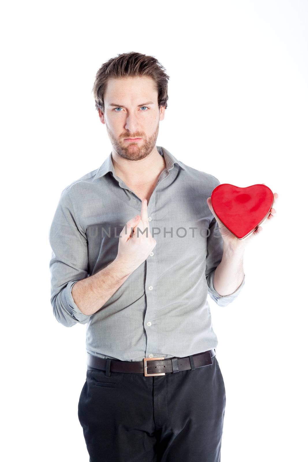 Romantic people in love shot in studio isolated on a white background