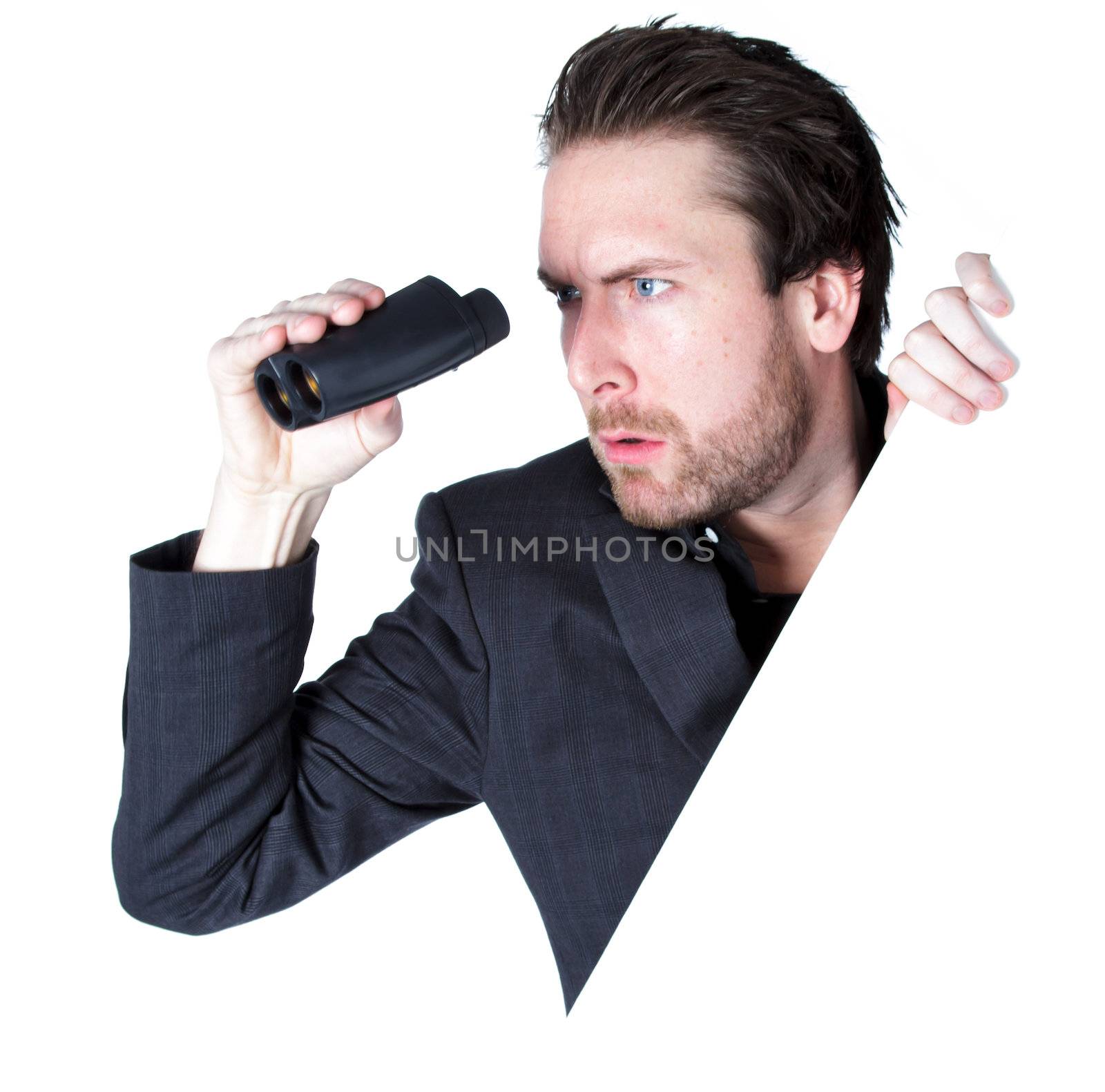 Attractive 30 years old caucasion man shot in studio isolated on a white background