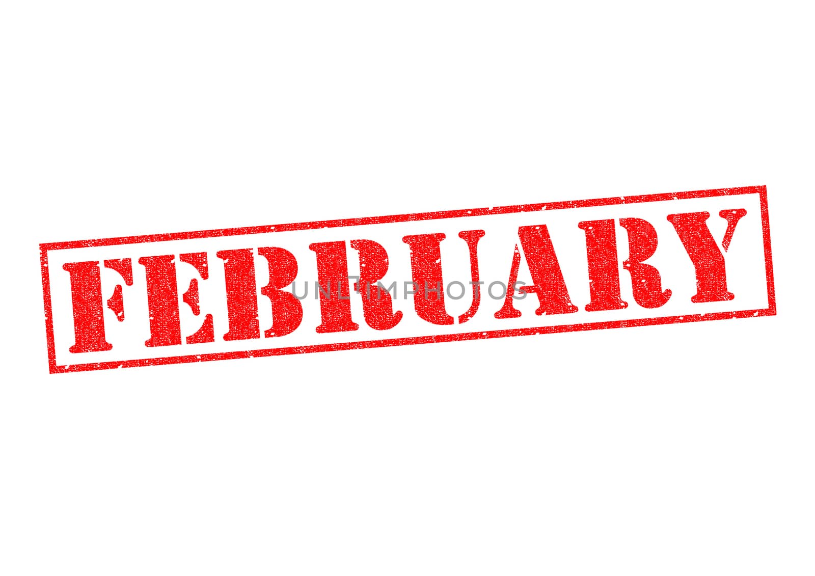 FEBRUARY Rubber Stamp over a white background.