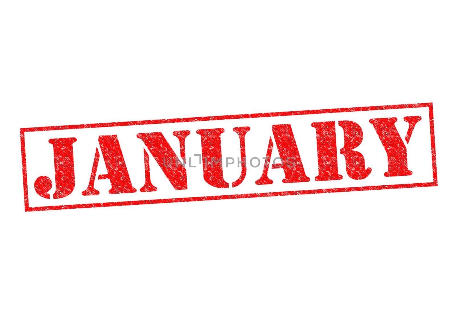 JANUARY Rubber Stamp over a white background.