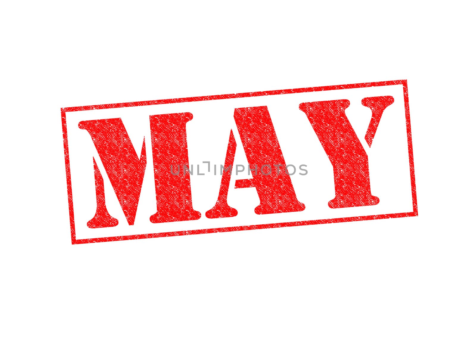 MAY Rubber Stamp over a white background.
