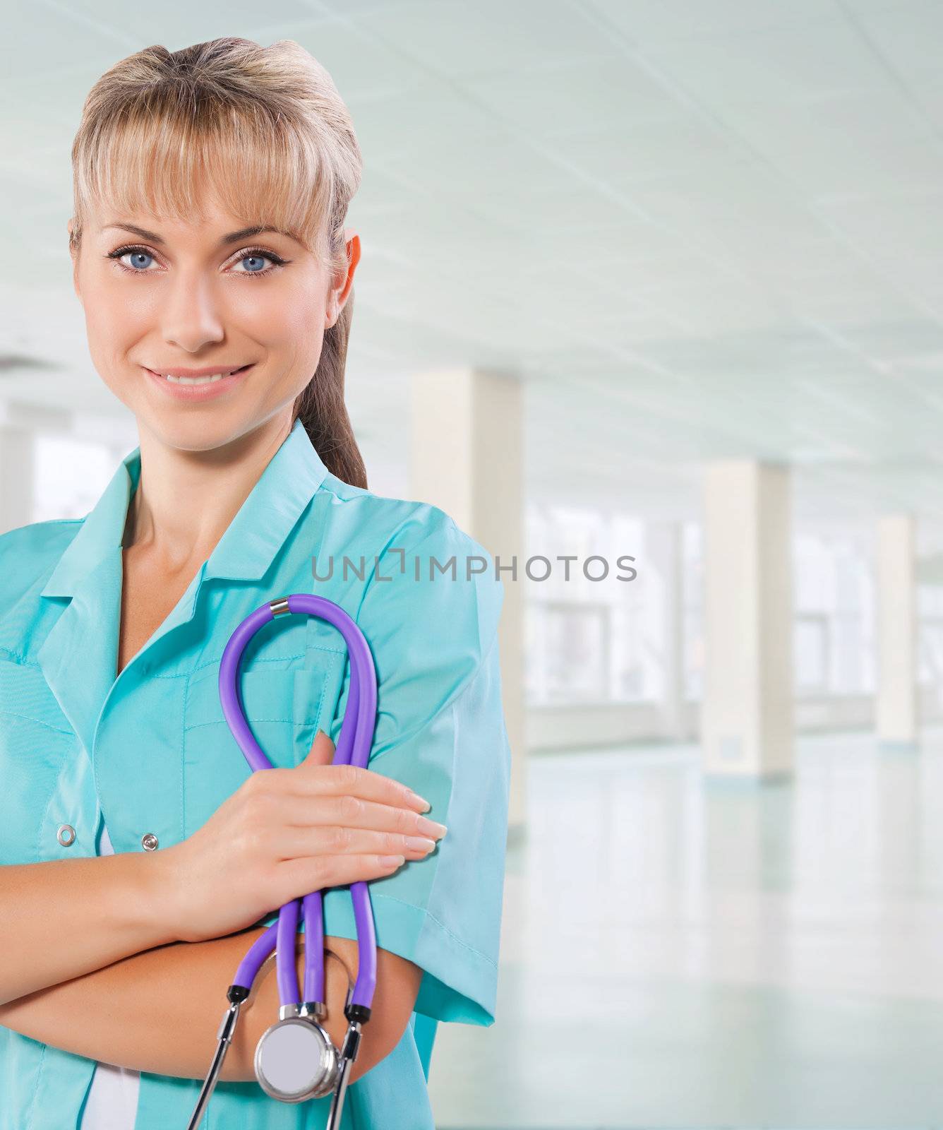 Medical female doctor  in the office by mihalec