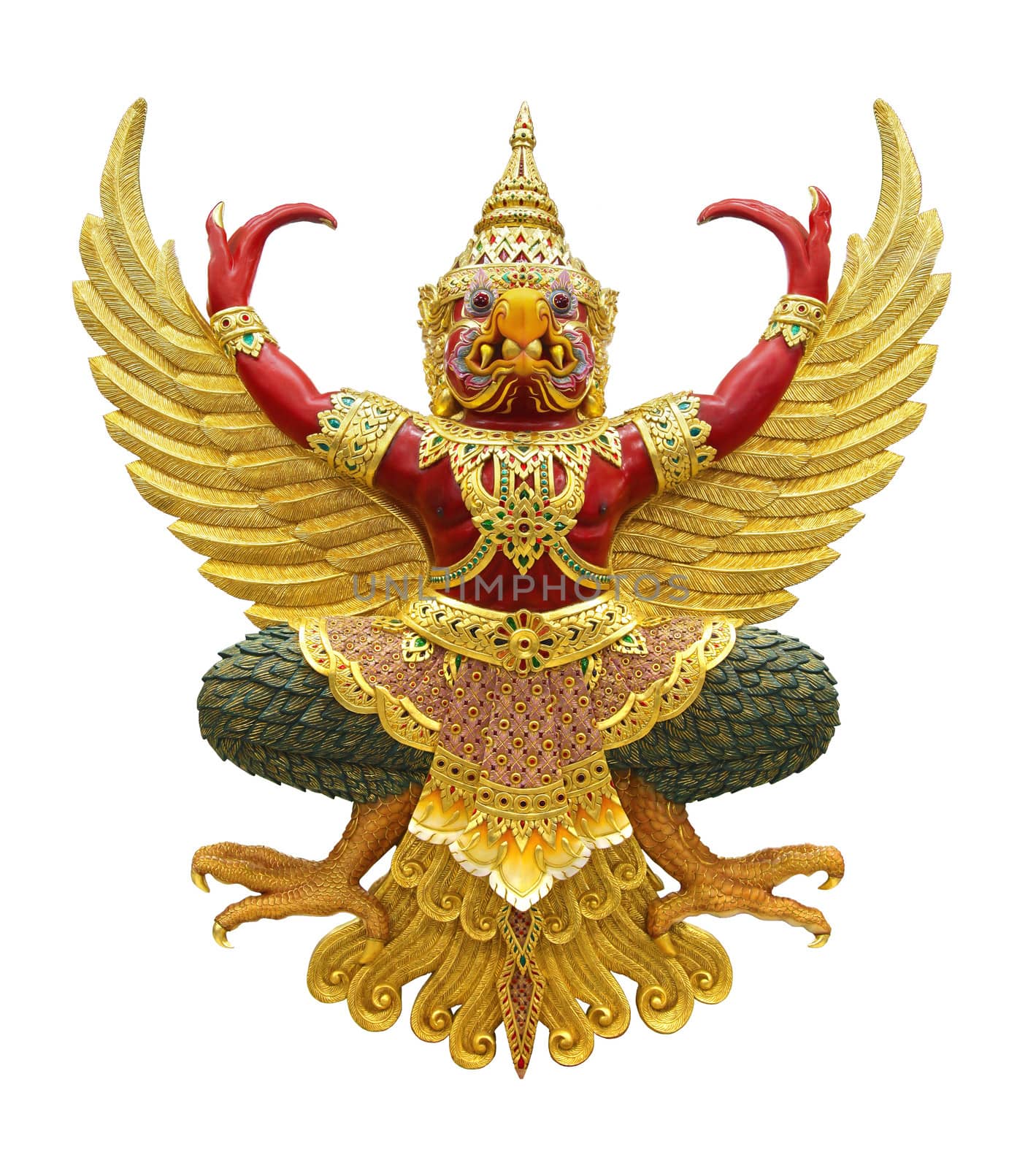 Garuda statue isolated on white, with clipping path