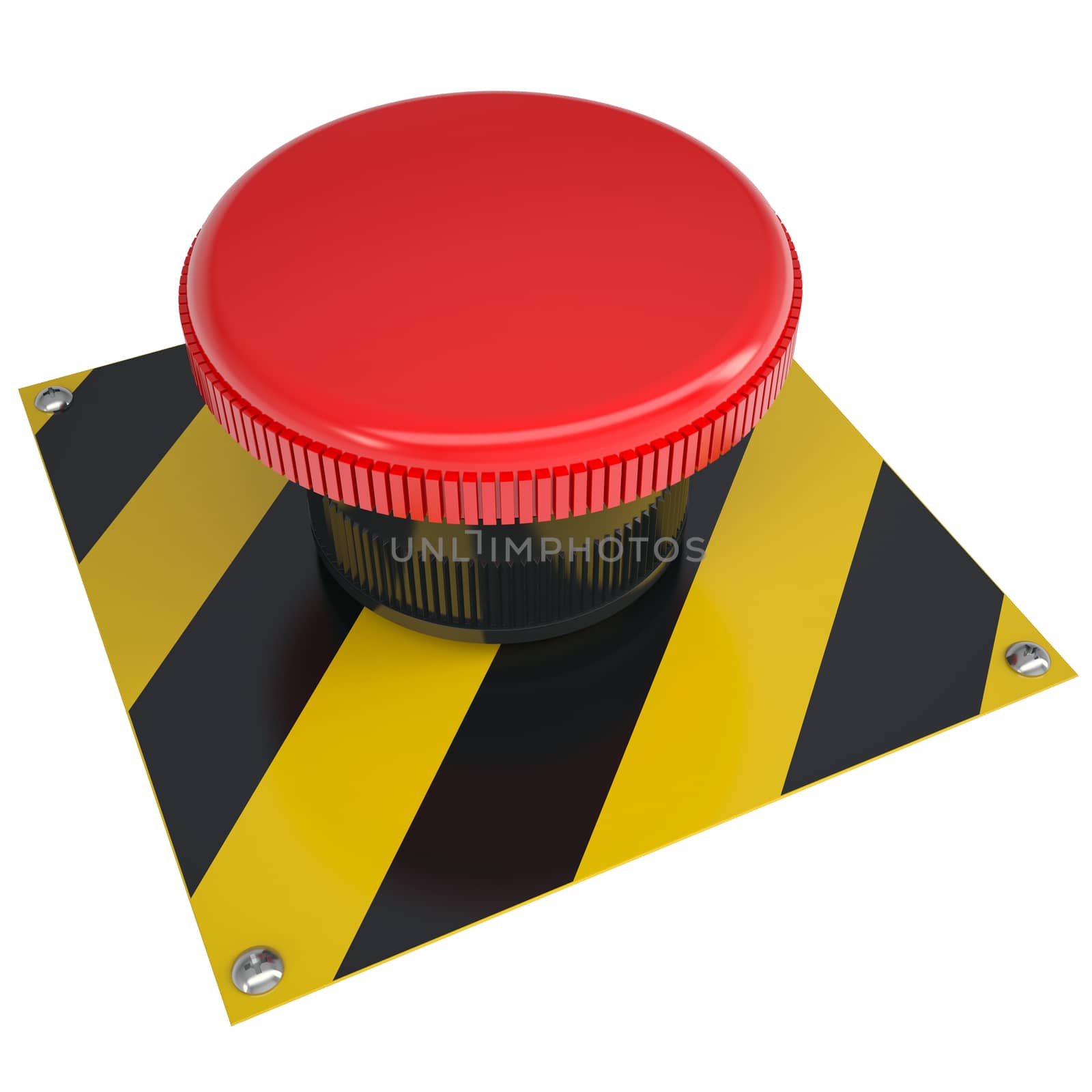 The red button on the base. Isolated render on a white background