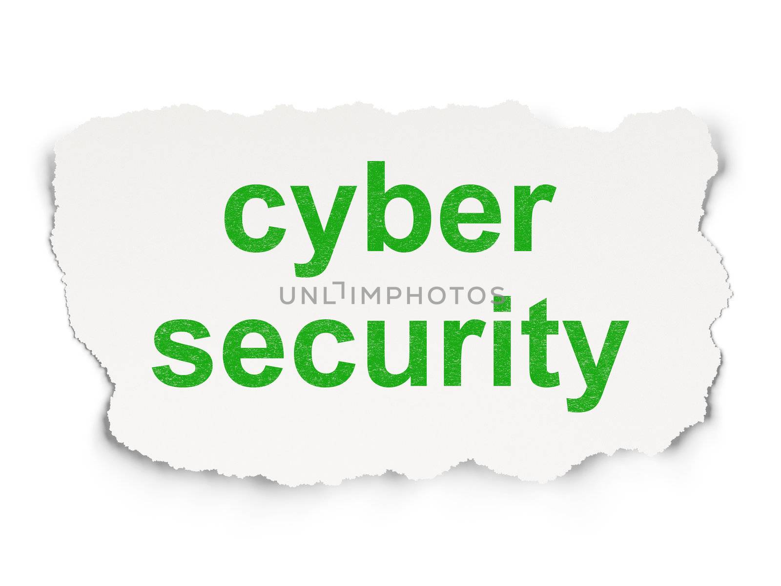 Safety concept: torn paper with words Cyber Security on Paper background, 3d render