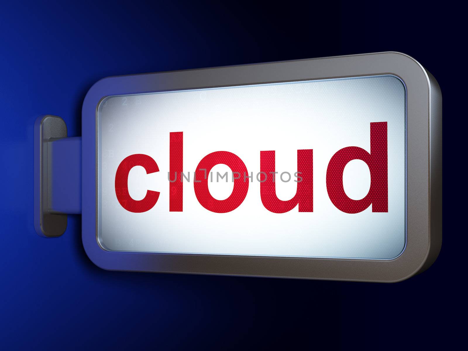 Cloud computing concept: Cloud on advertising billboard background, 3d render