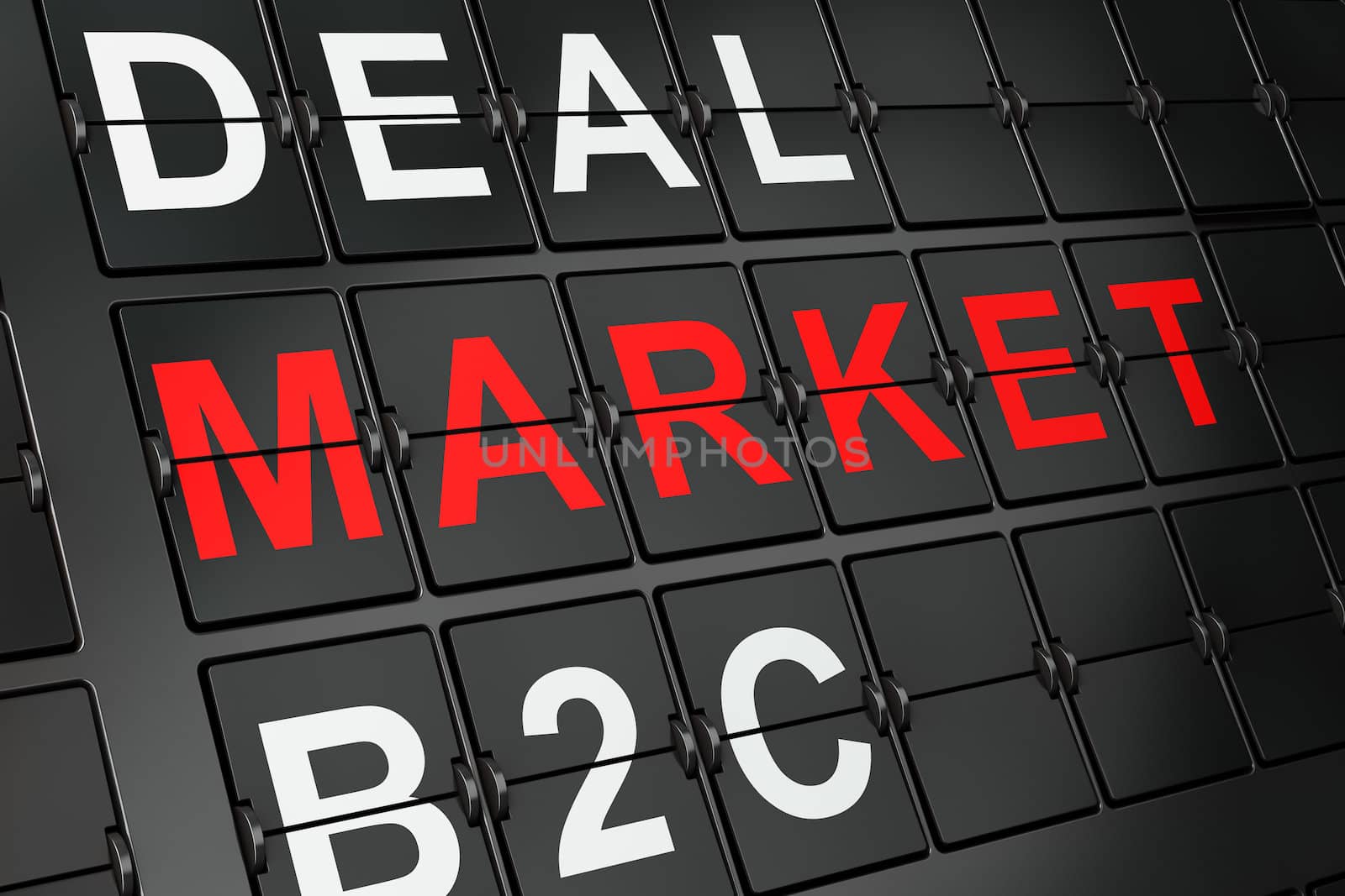 Business concept: Market on airport board background, 3d render