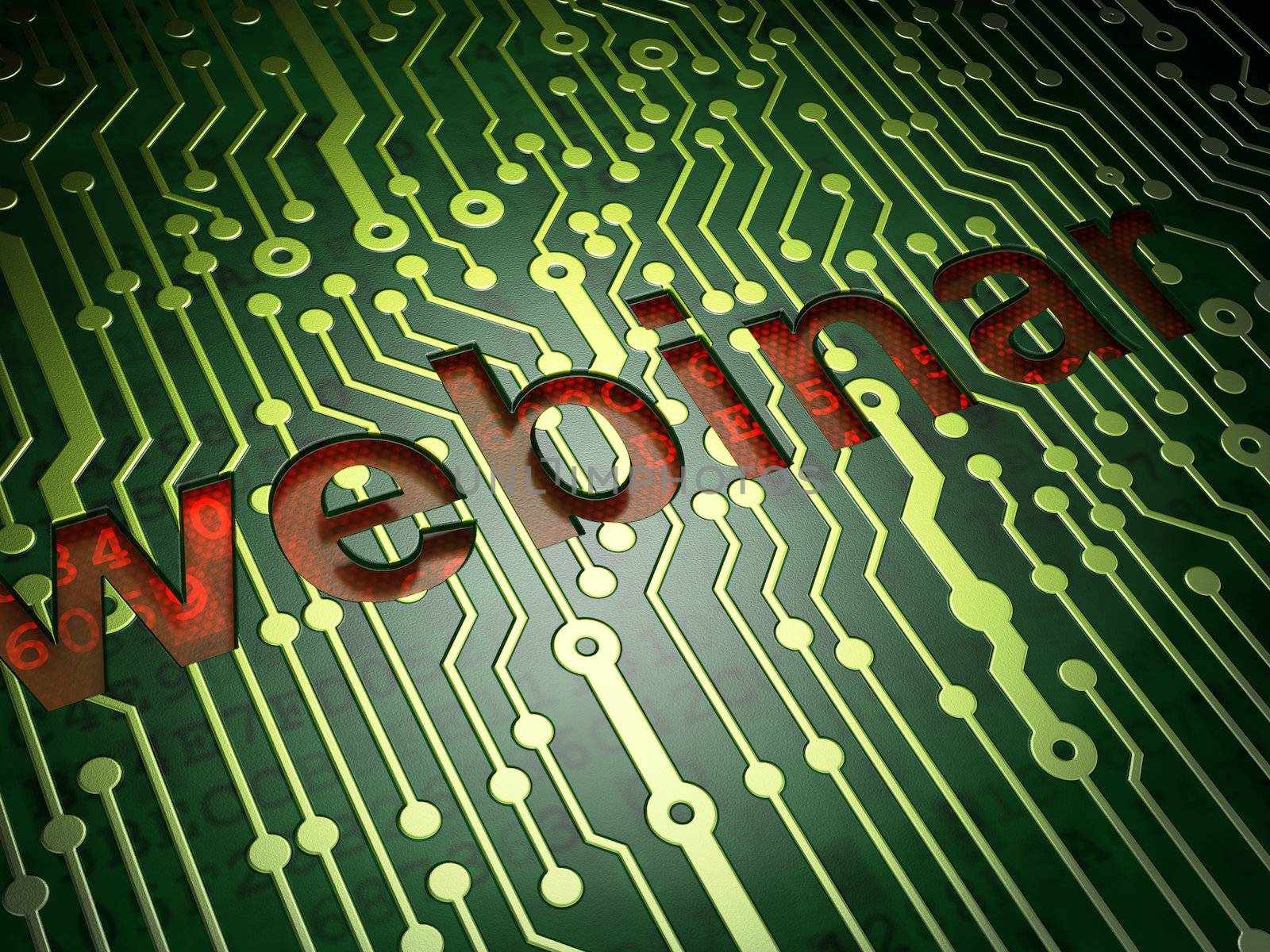 Education concept: circuit board with word Webinar, 3d render