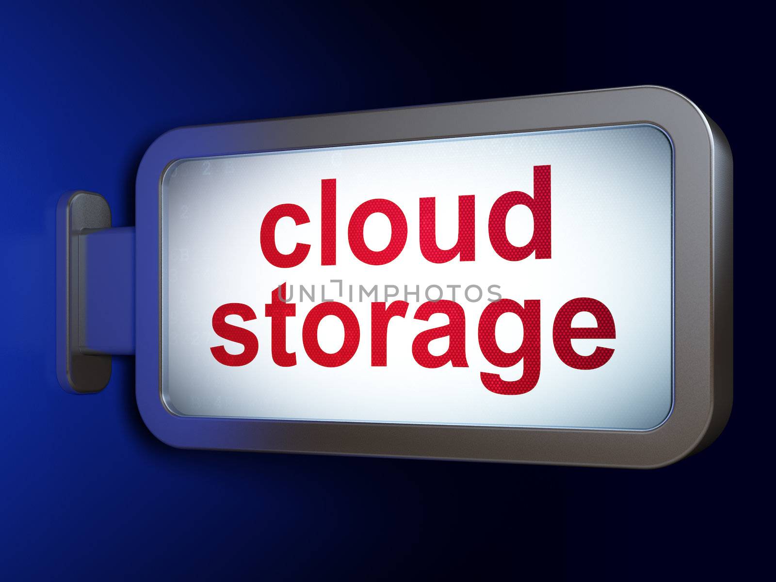 Cloud technology concept: Cloud Storage on advertising billboard background, 3d render