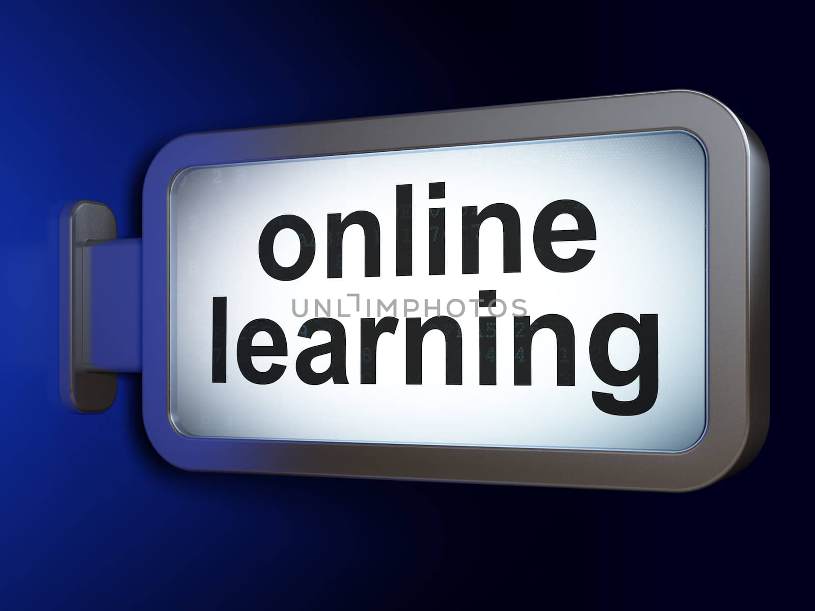 Education concept: Online Learning on advertising billboard background, 3d render