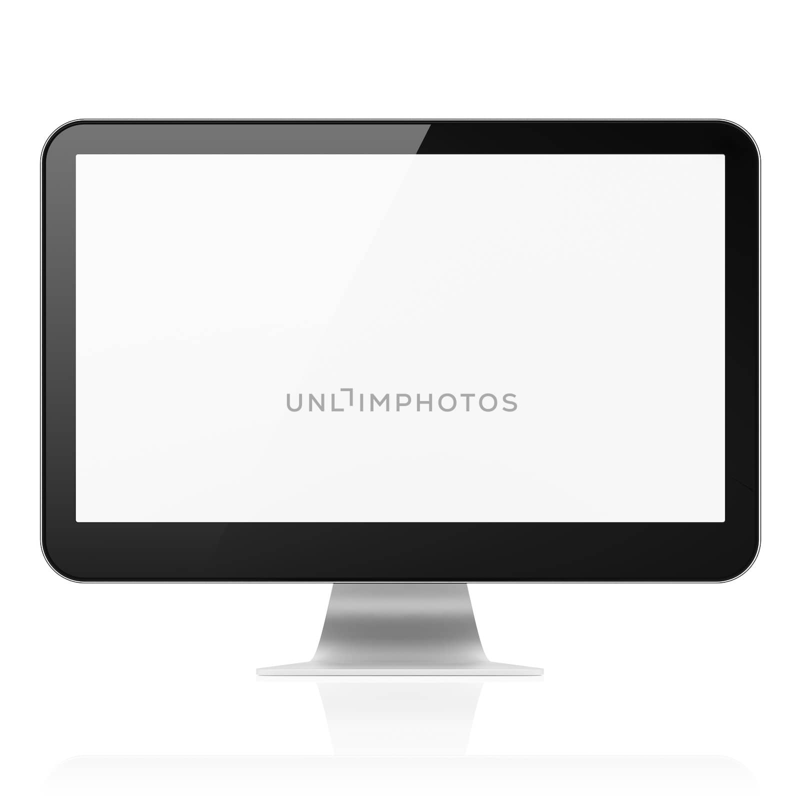 Computer monitor (modern pc screen) isolated over white background, 3D render