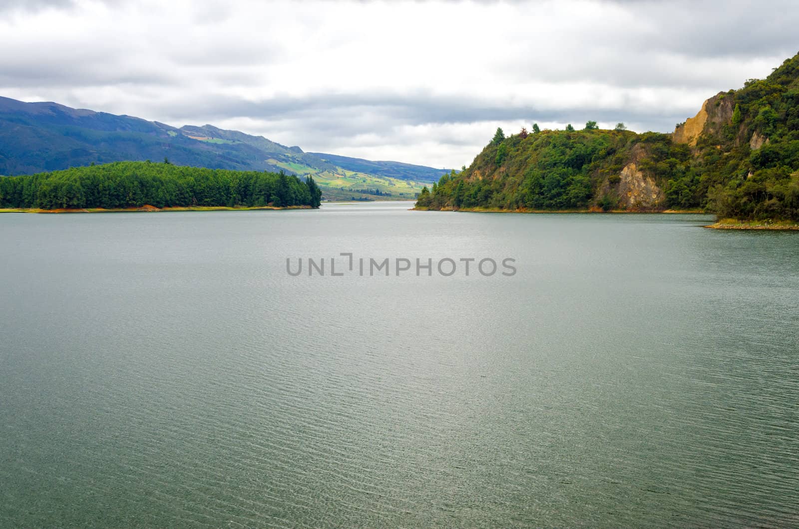 Lake in a beautiful natural setting in Neusa, Colombia