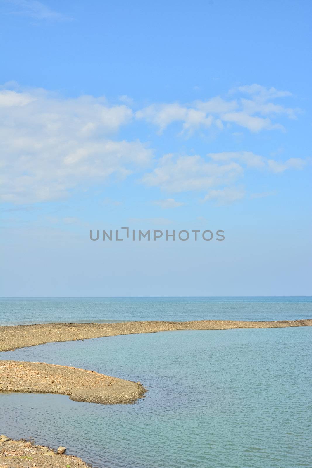 Seascape coastline with blue sky