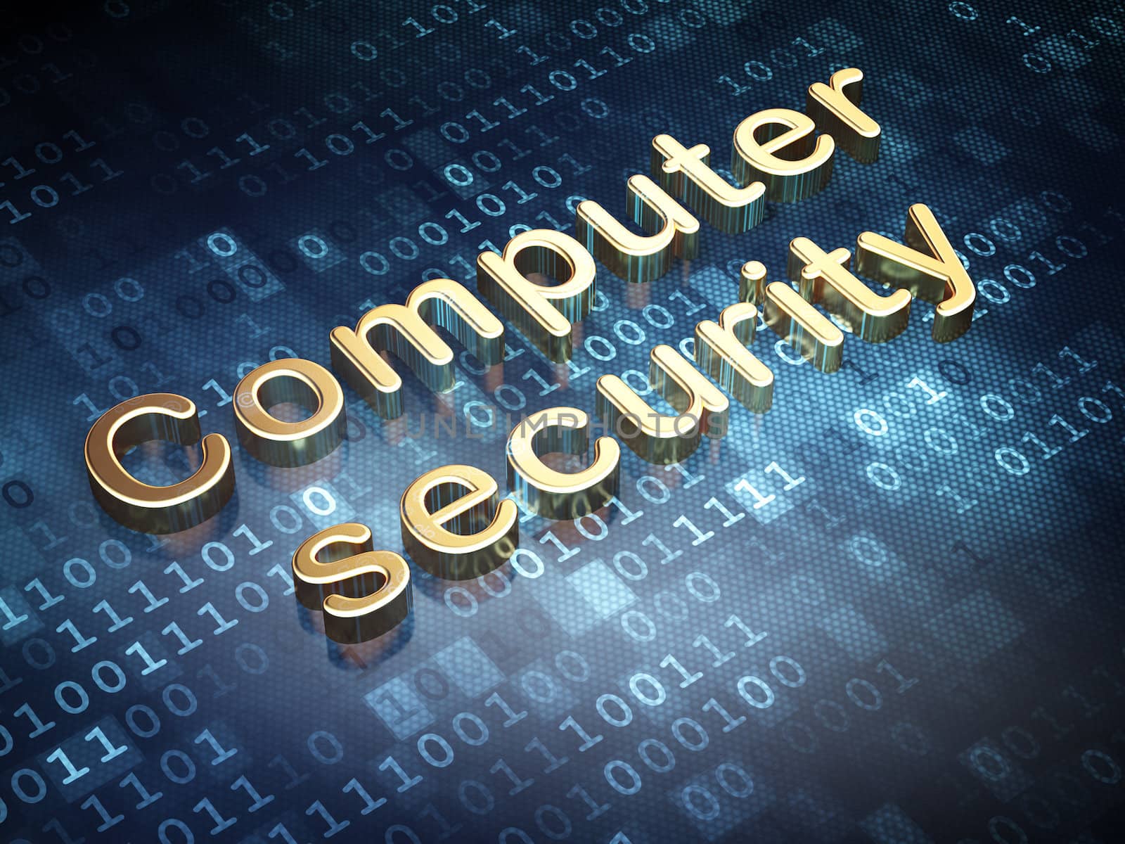 Security concept: Golden Computer Security on digital background, 3d render